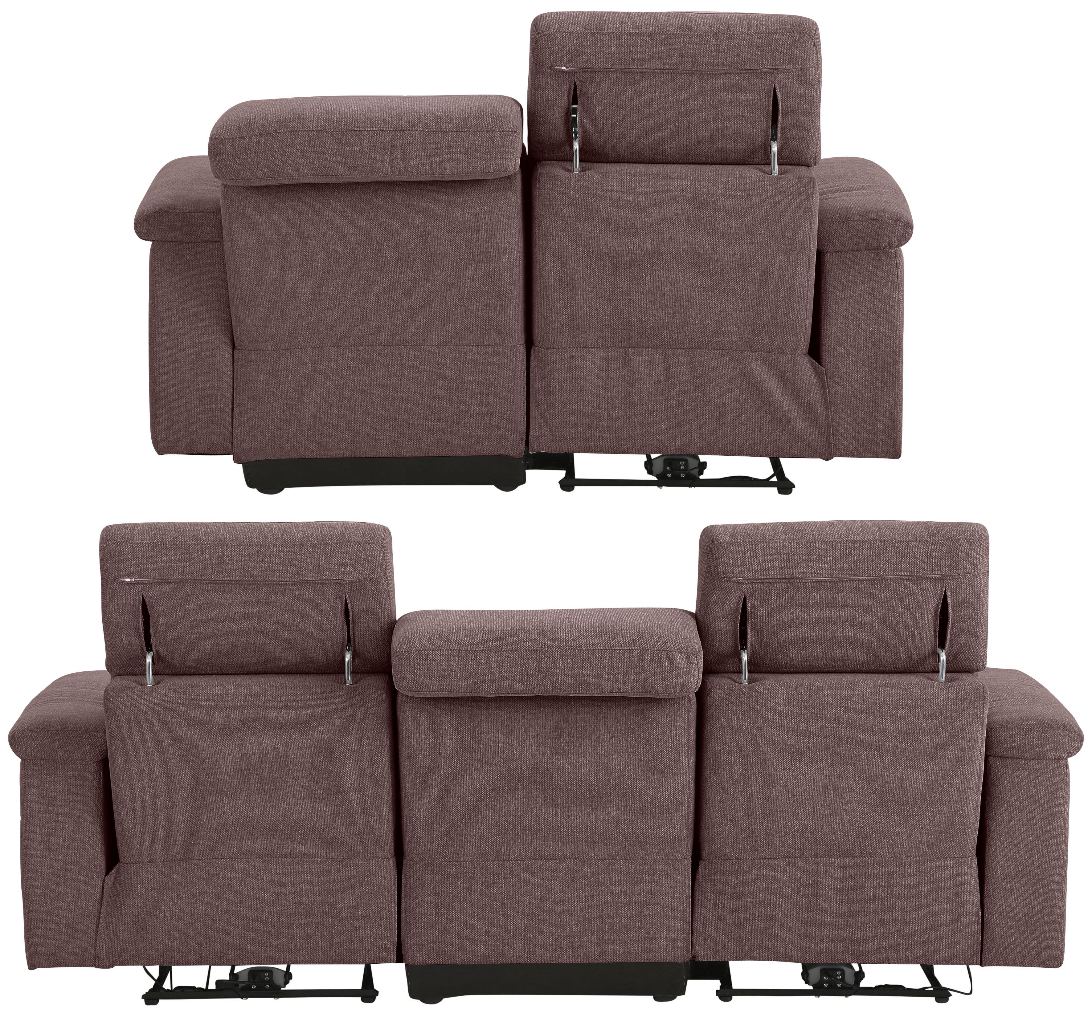 Home affaire Zithoek Binado met handmatige of elektrische relaxfunctie met usb-aansluiting (set, 2-delig)