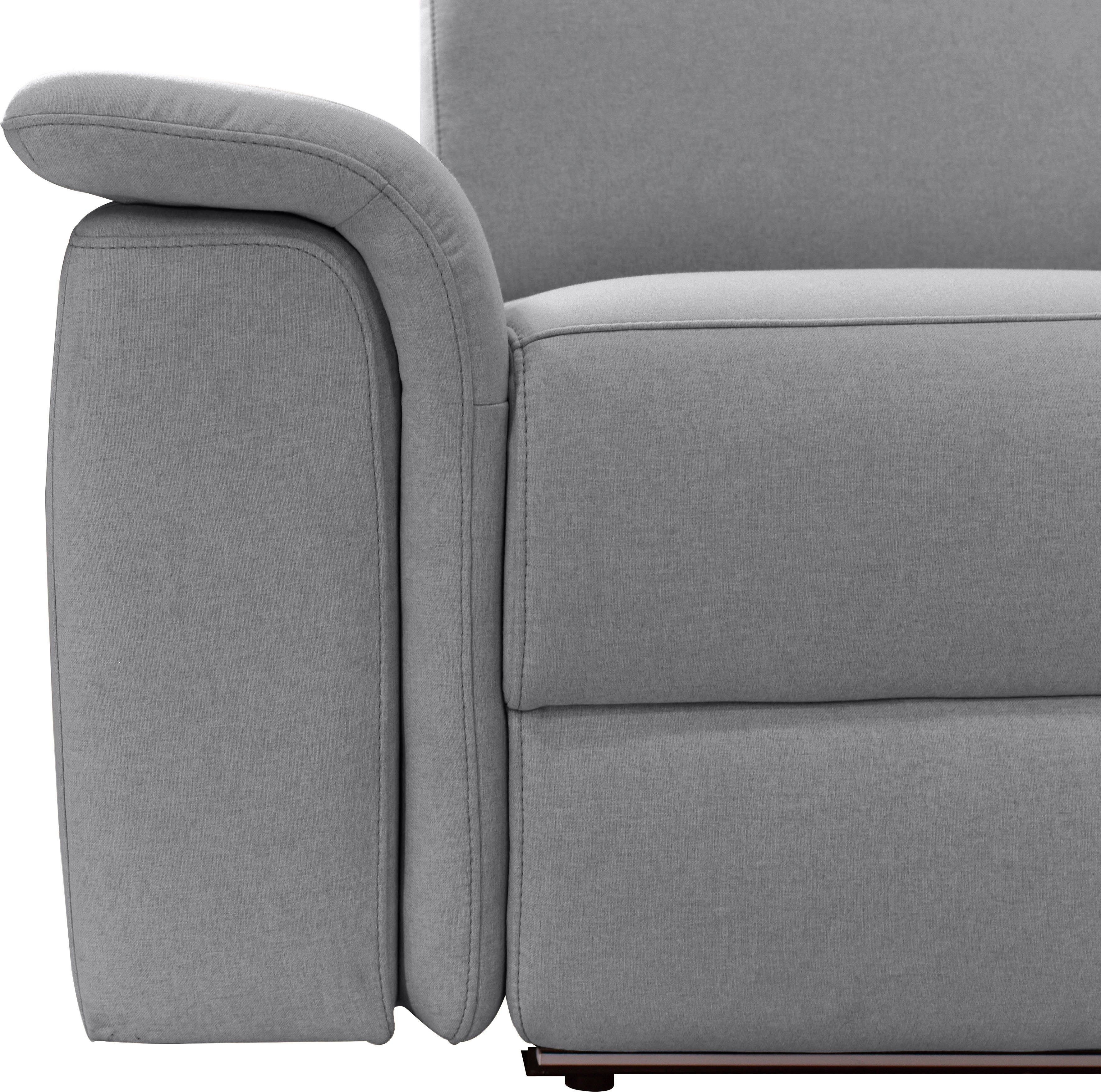 Places of Style 3-zitsbank Pareli 229 cm, handmatige en elektrische relaxfunctie in 2 zits USB, verstelbare hoofdsteun, LED-verlichting, in echt leer, kunstleer, geweven stof