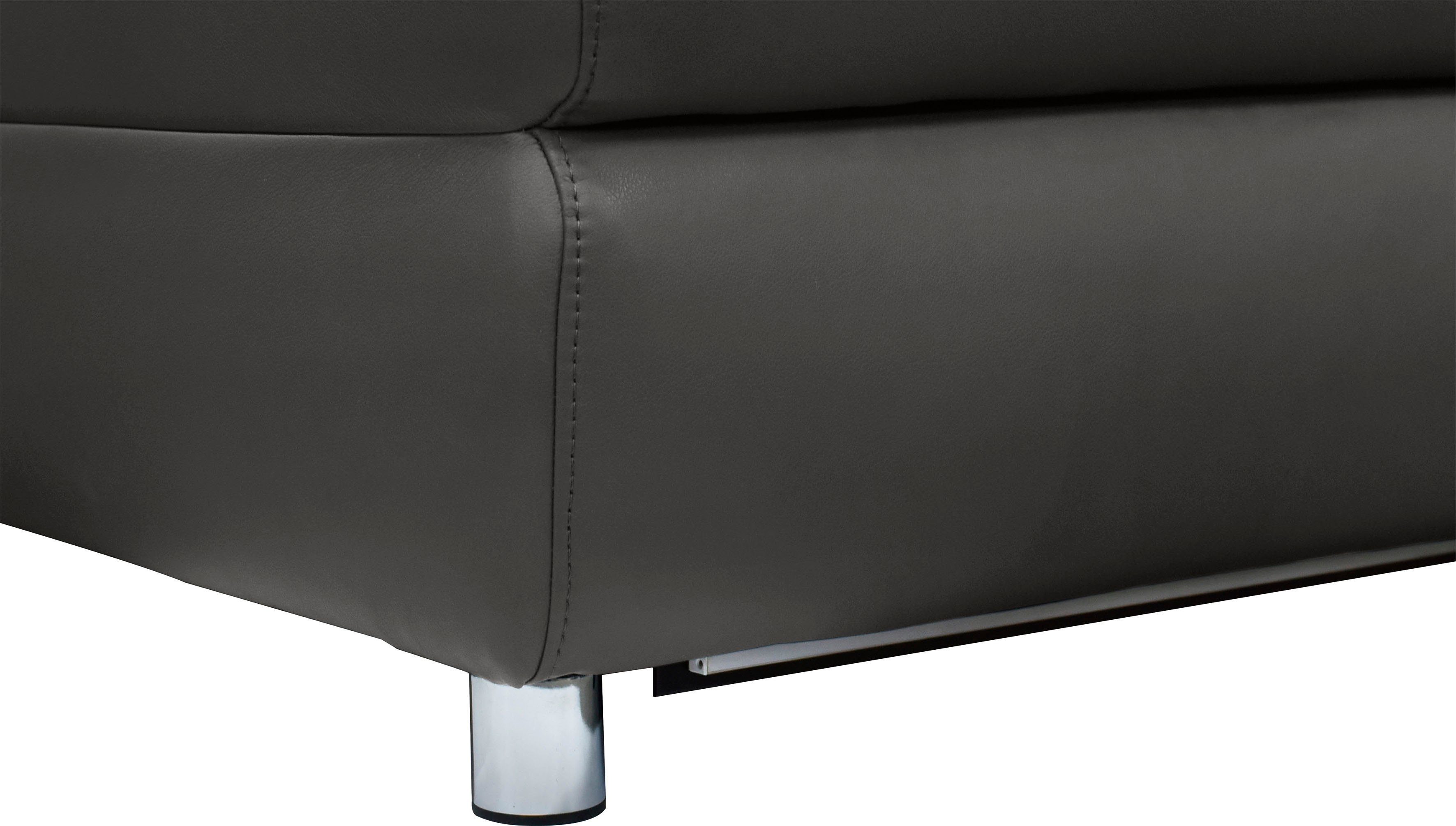 Places of Style Hoekbank Pareli, L-model, 259 cm, met récamier, echt leer, imitatieleer, weefstof
