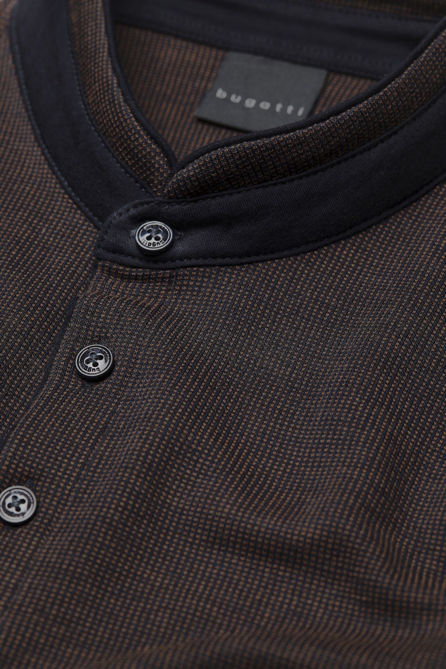 Bugatti Poloshirt met lange mouwen met opstaande kraag