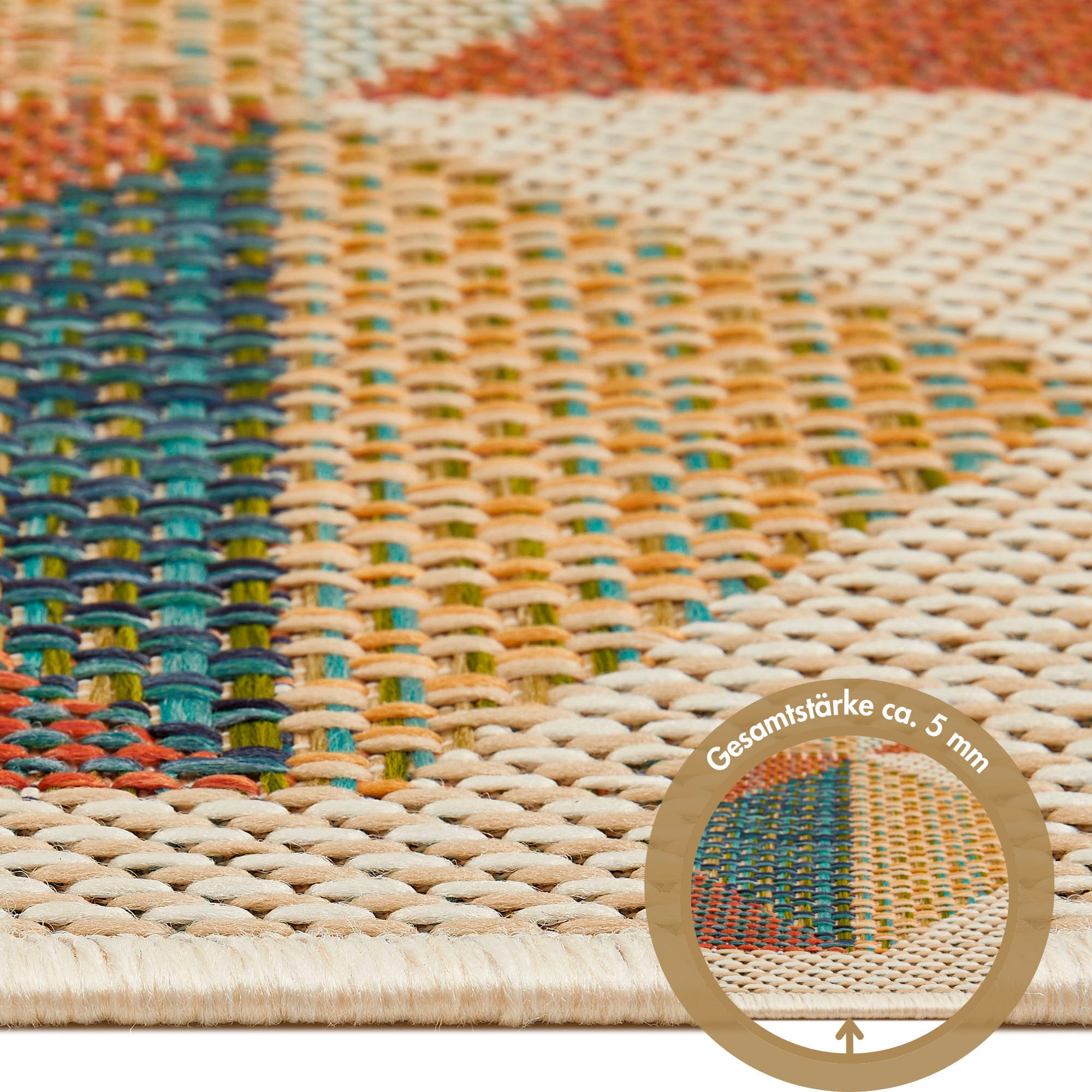 Andiamo Vloerkleed Sedona driehoek Vlakweefsel, modern ontwerp, geschikt voor binnen- en buitengebruik