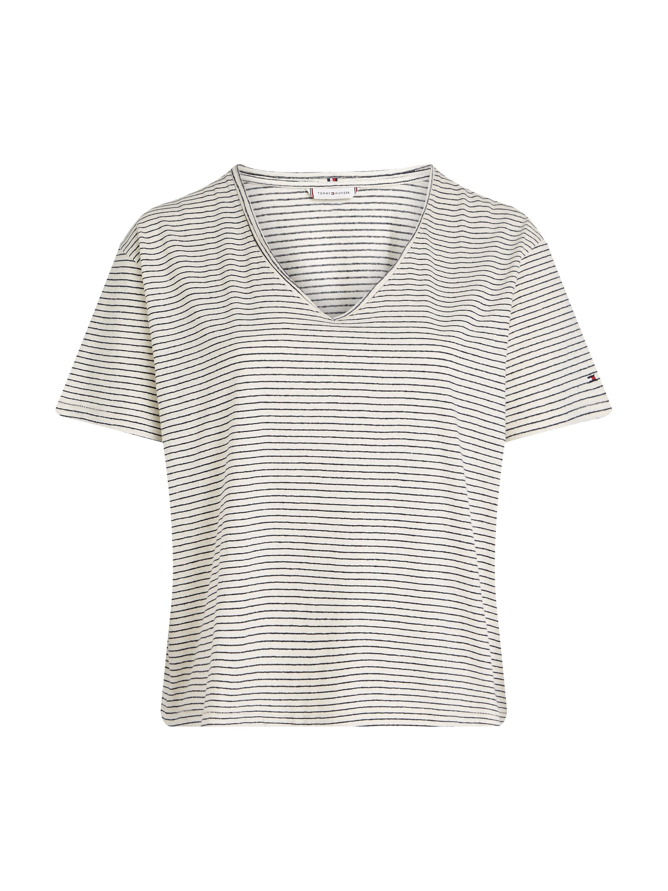 Tommy Hilfiger Curve Shirt met V-hals CRV MODERN CO LINEN V-NK SS