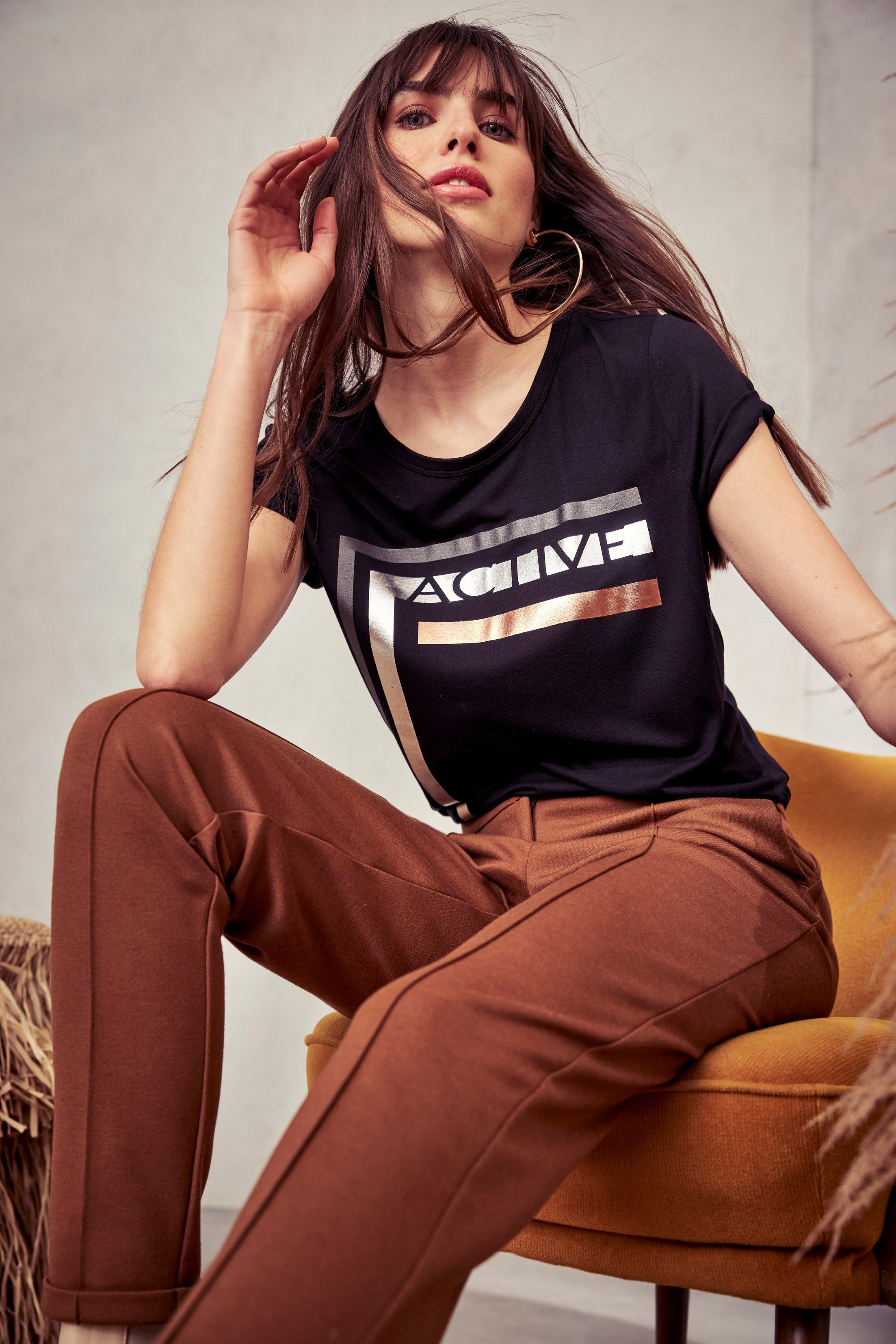 Aniston CASUAL Jerseybroek met biezen gegarneerd