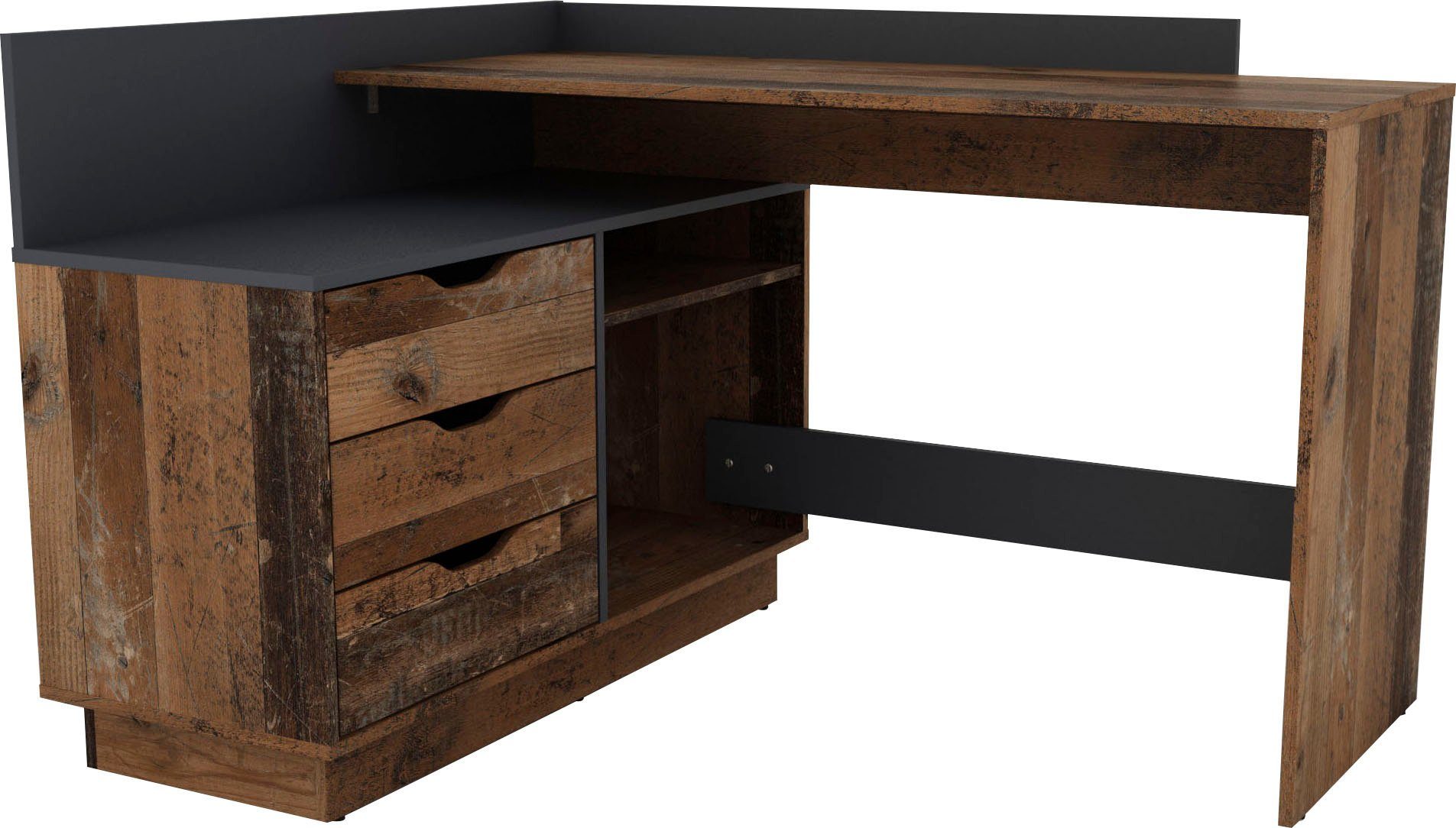byLIVING Hoekbureau Bern met veel opbergruimte, breedte 129 cm, rechts of links monteerbaar