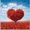 artland print op glas boom in de vorm van een hart (1 stuk) rood