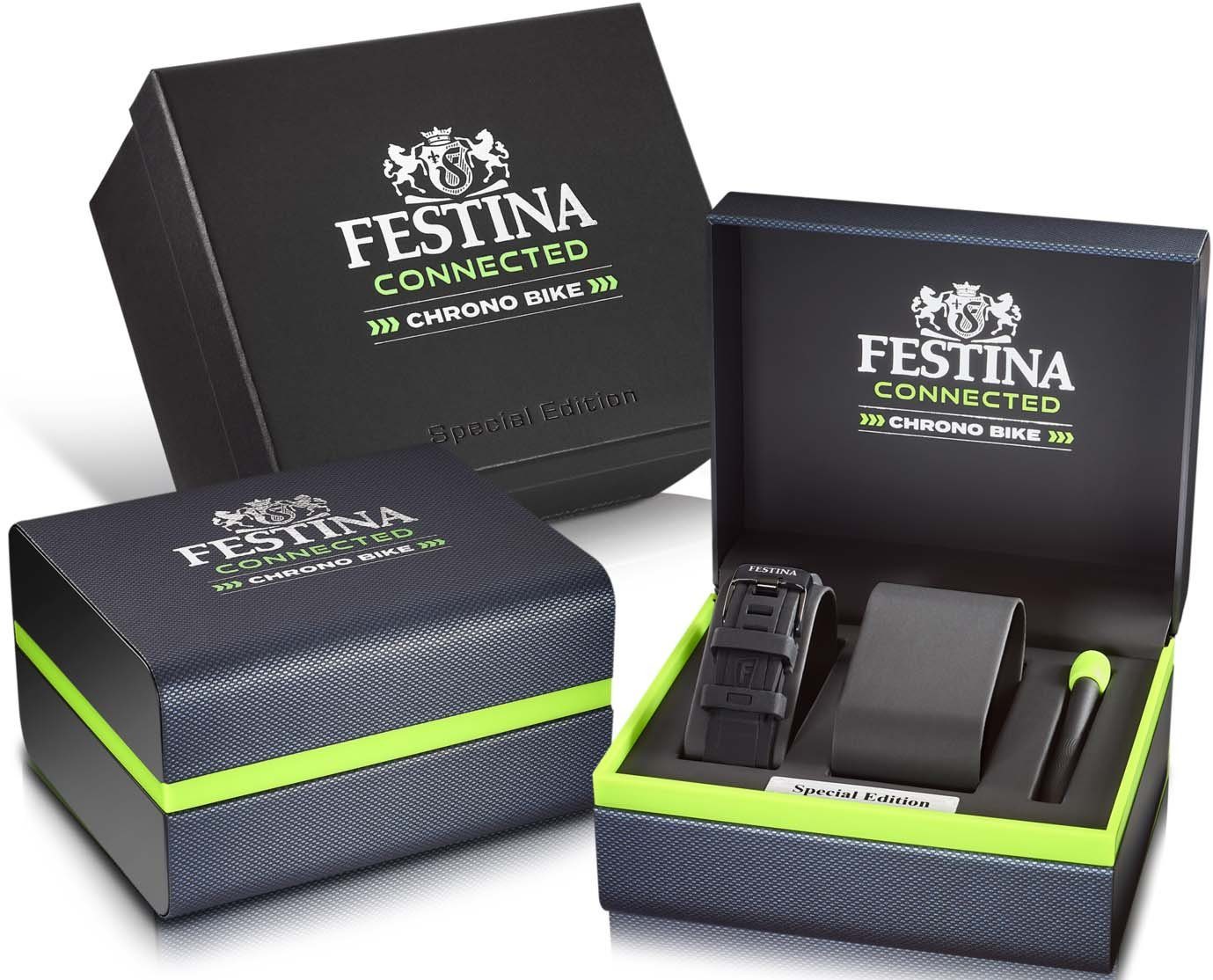 Festina Chronograaf Chrono Bike Connected - Special Edition Polshorloge, quartz, herenhorloge, stopwatchfunctie, ideaal als cadeau (set, 3-delig, Horloge met verwisselbare band en gereedschap)