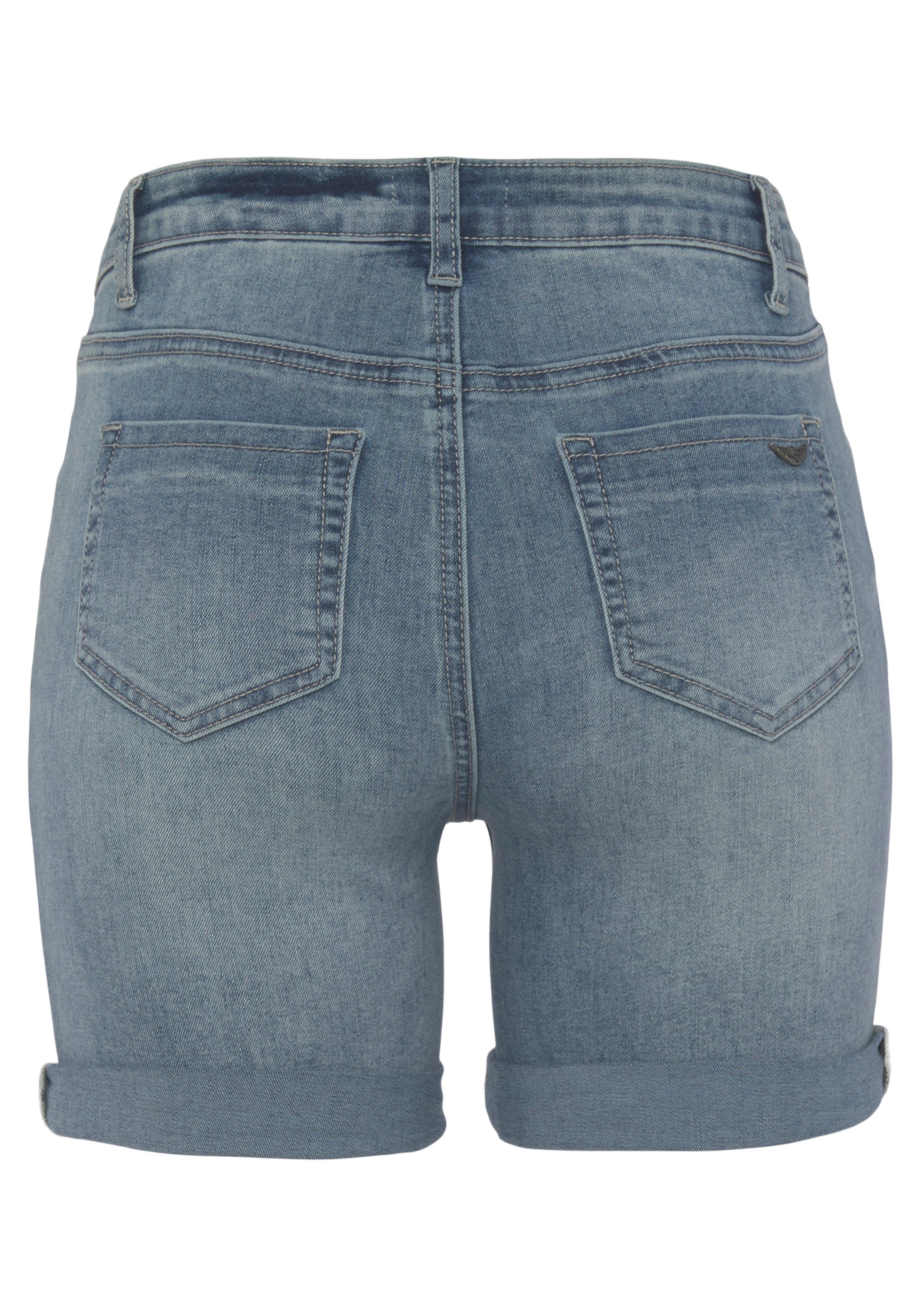 Arizona Jeansshort Ultra Stretch extra strak gesneden, opgerolde beenafsluitingen