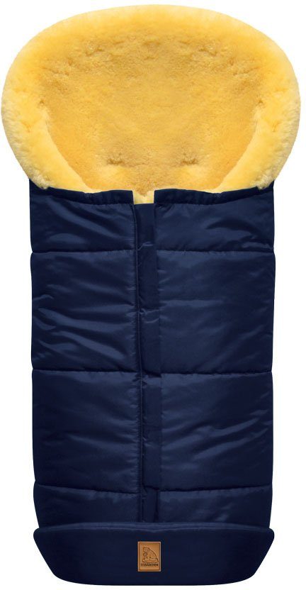 Heitmann Felle Voetenzak Eisbärchen - Lamsvacht wintervoetsak - Premium kwaliteit met echte lamsvacht, voor kinderwagen & buggy, 6 gordelsleuven,