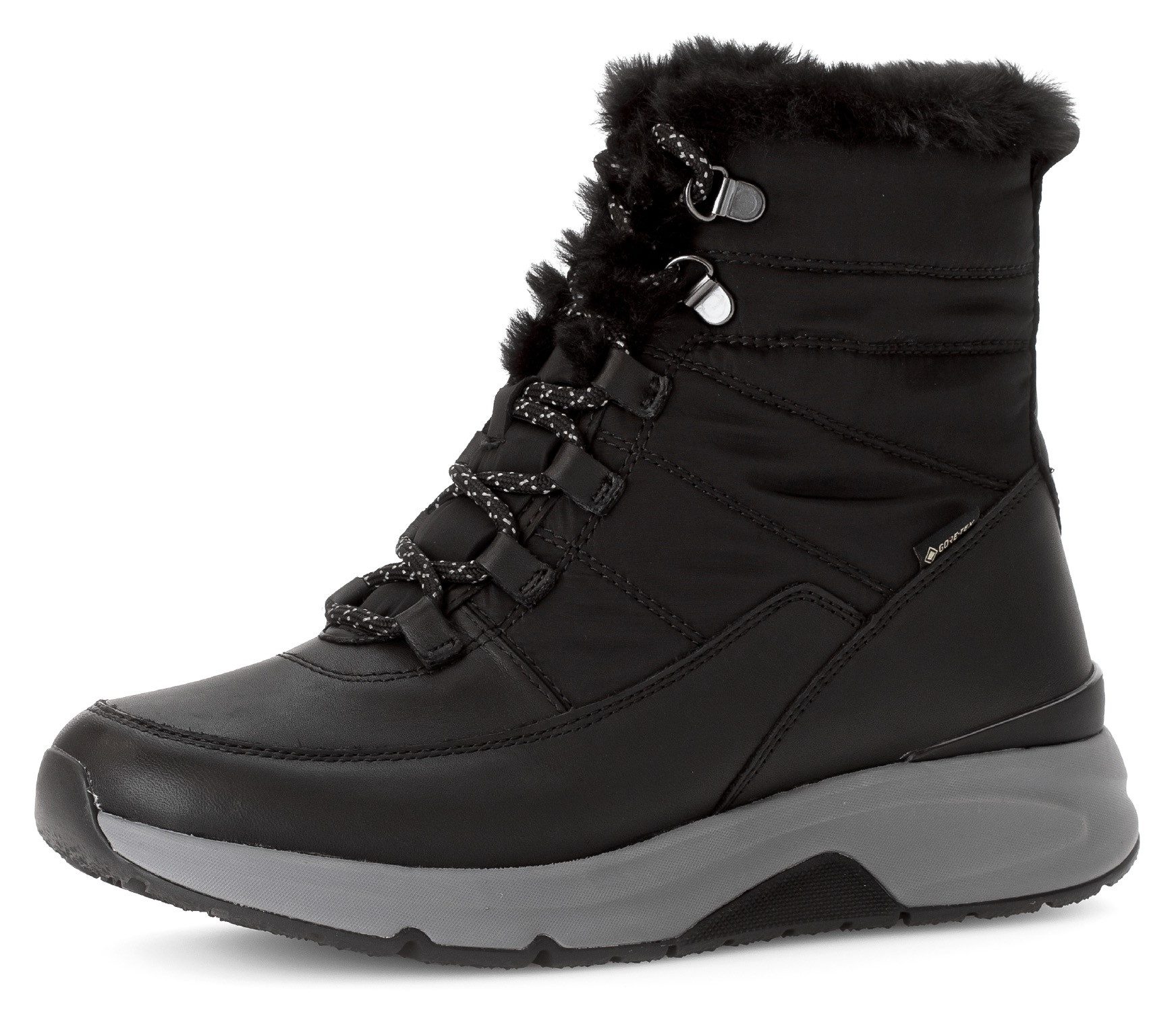 Gabor Rollingsoft Winterlaarzen sleehak veterschoenen outdoorschoen ogen bergbeklimmer-look