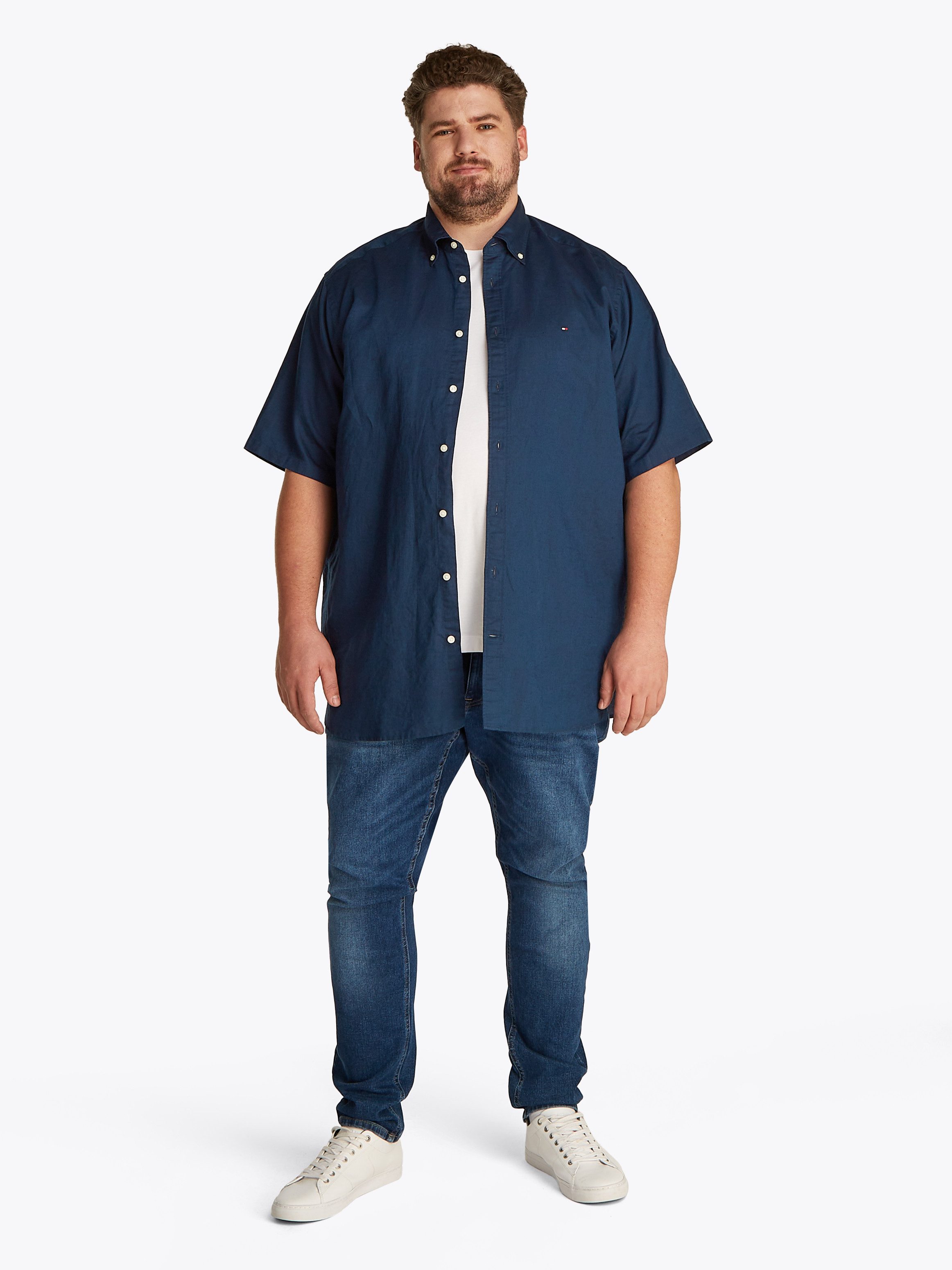 Tommy Hilfiger Overhemd met korte mouwen BT-LINEN BLEND SOLID