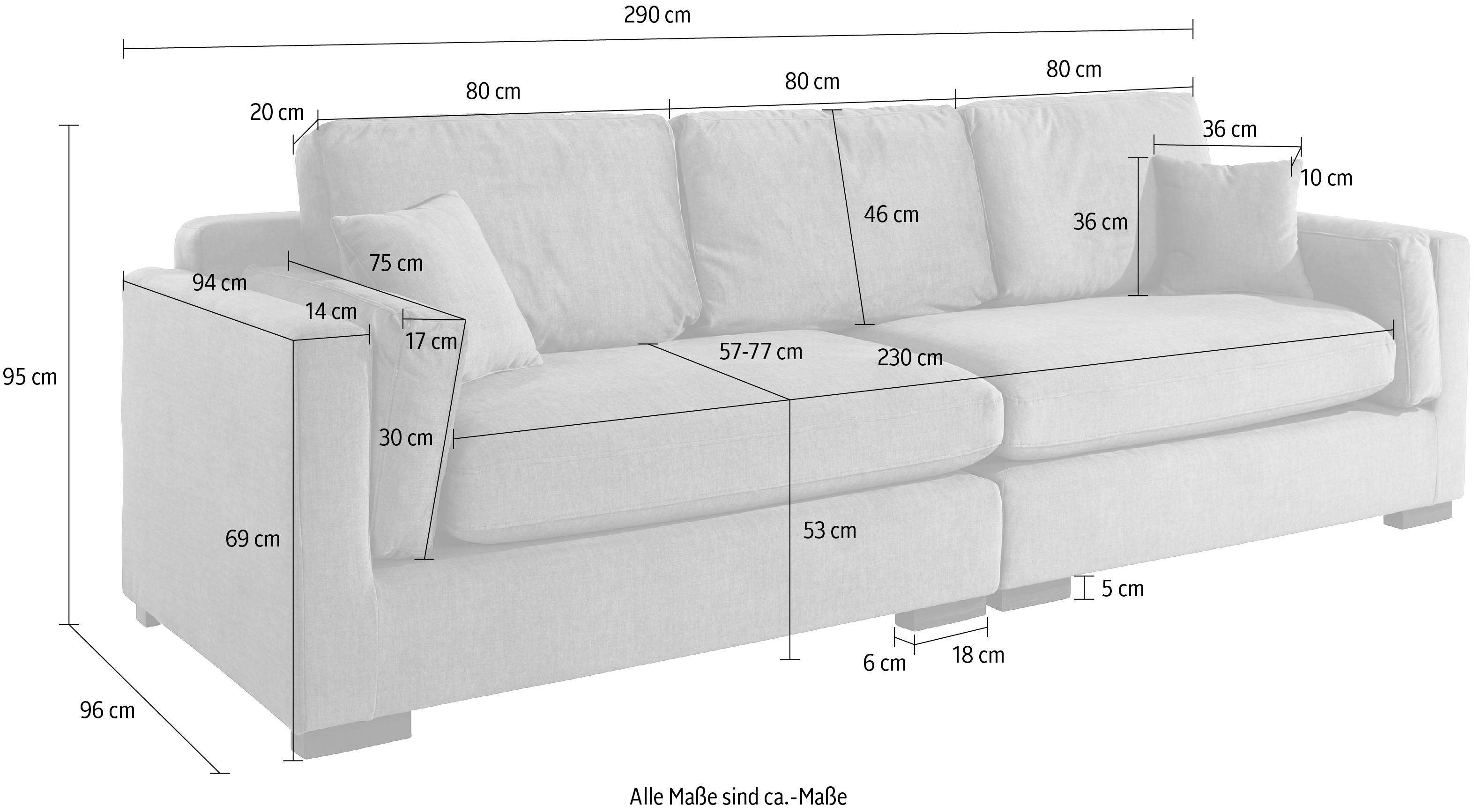 Home affaire Megabank Fresh Pond in vele stofkwaliteiten en kleuren, bxdxh: 290x96x95 cm
