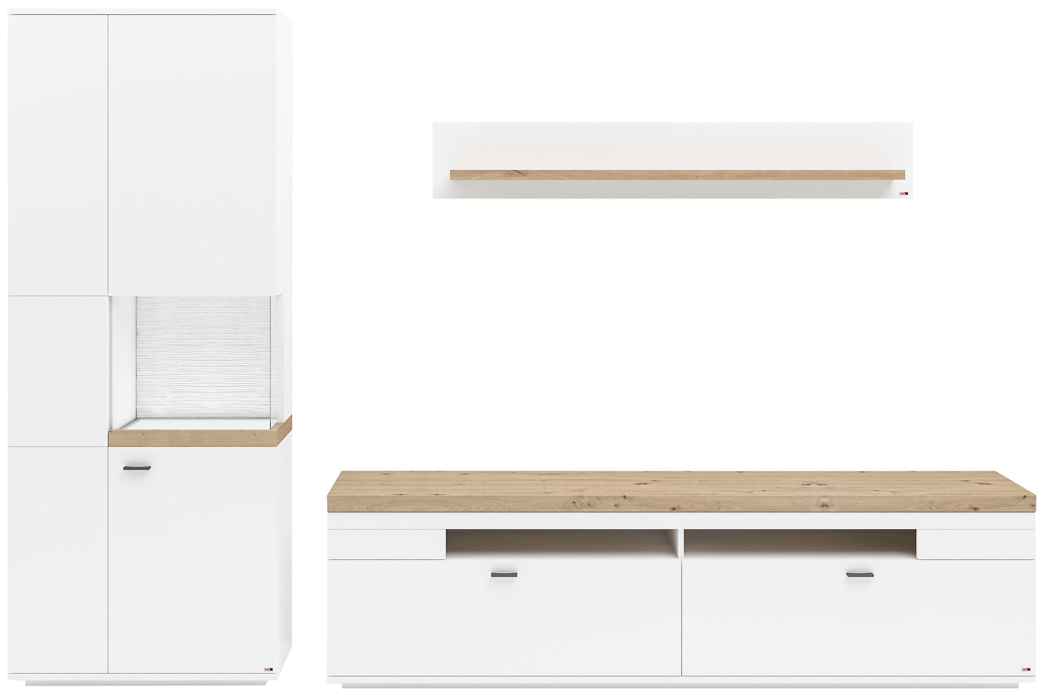 set one by Musterring Wandmeubel Lancaster 3-delig met fronten in wit of grijs, breedte ca.300 cm tv-wandmeubels wit