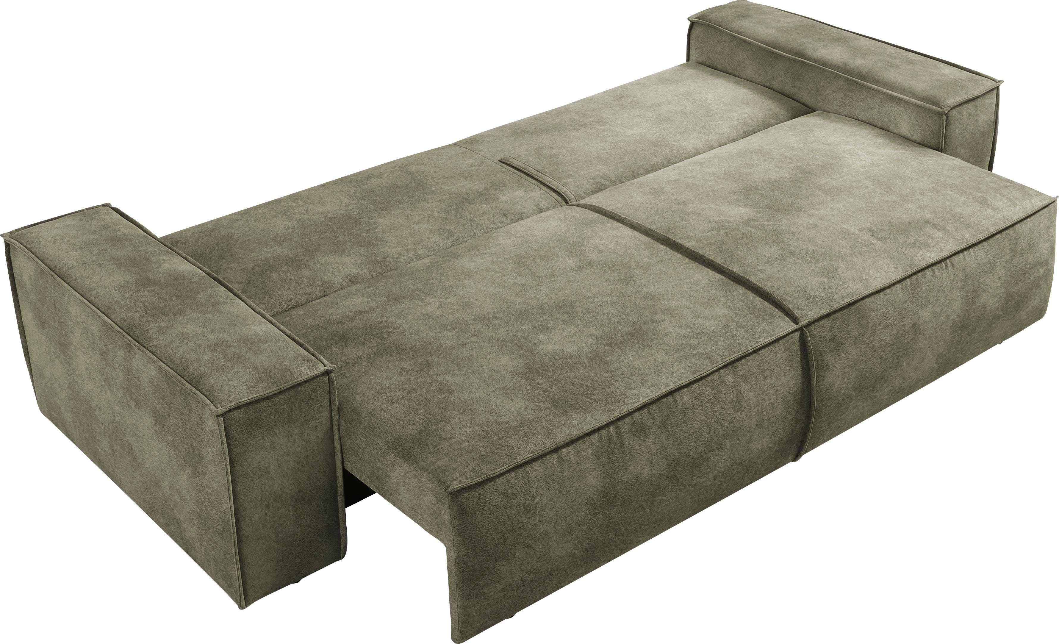 Home affaire 3-zitsbank SHERWOOD slaapbank (257 cm) ribfluweel, velours, vintage lederlook