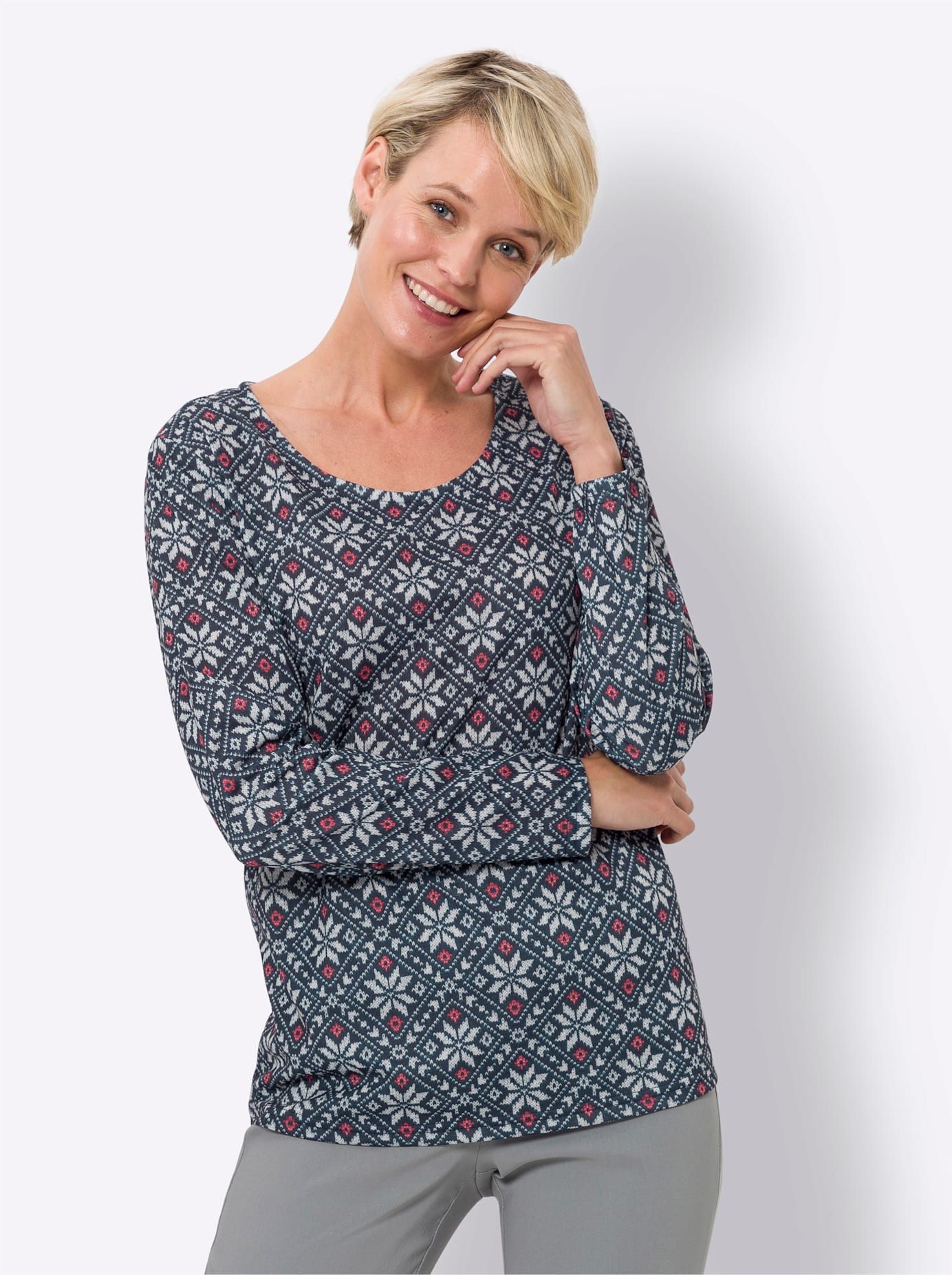 Classic Basics Shirt met lange mouwen Shirt met ronde hals (1-delig) dames longsleeves maat 40 blauw
