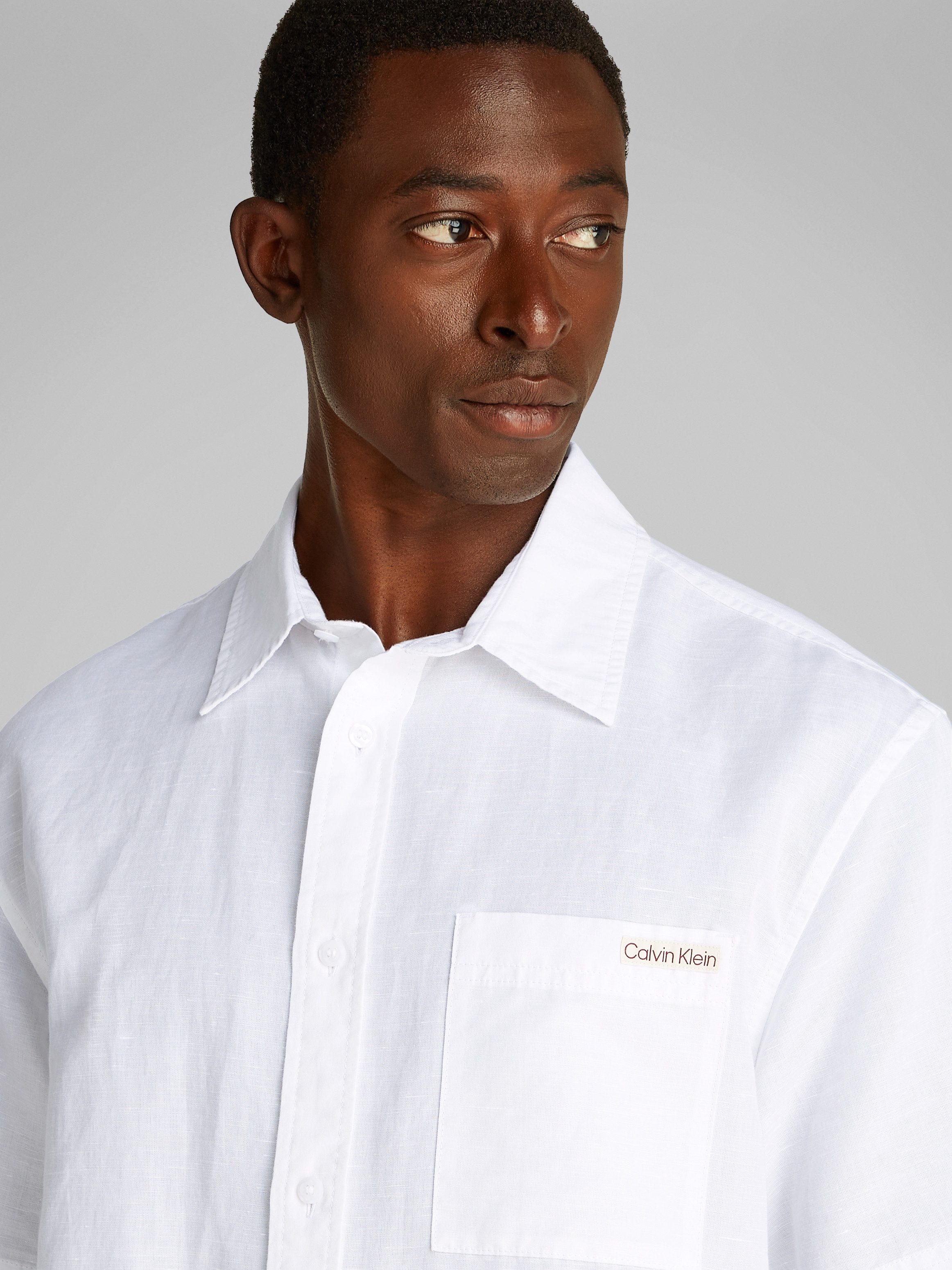 Calvin Klein Overhemd met korte mouwen LINEN COTTON S/S SHIRT