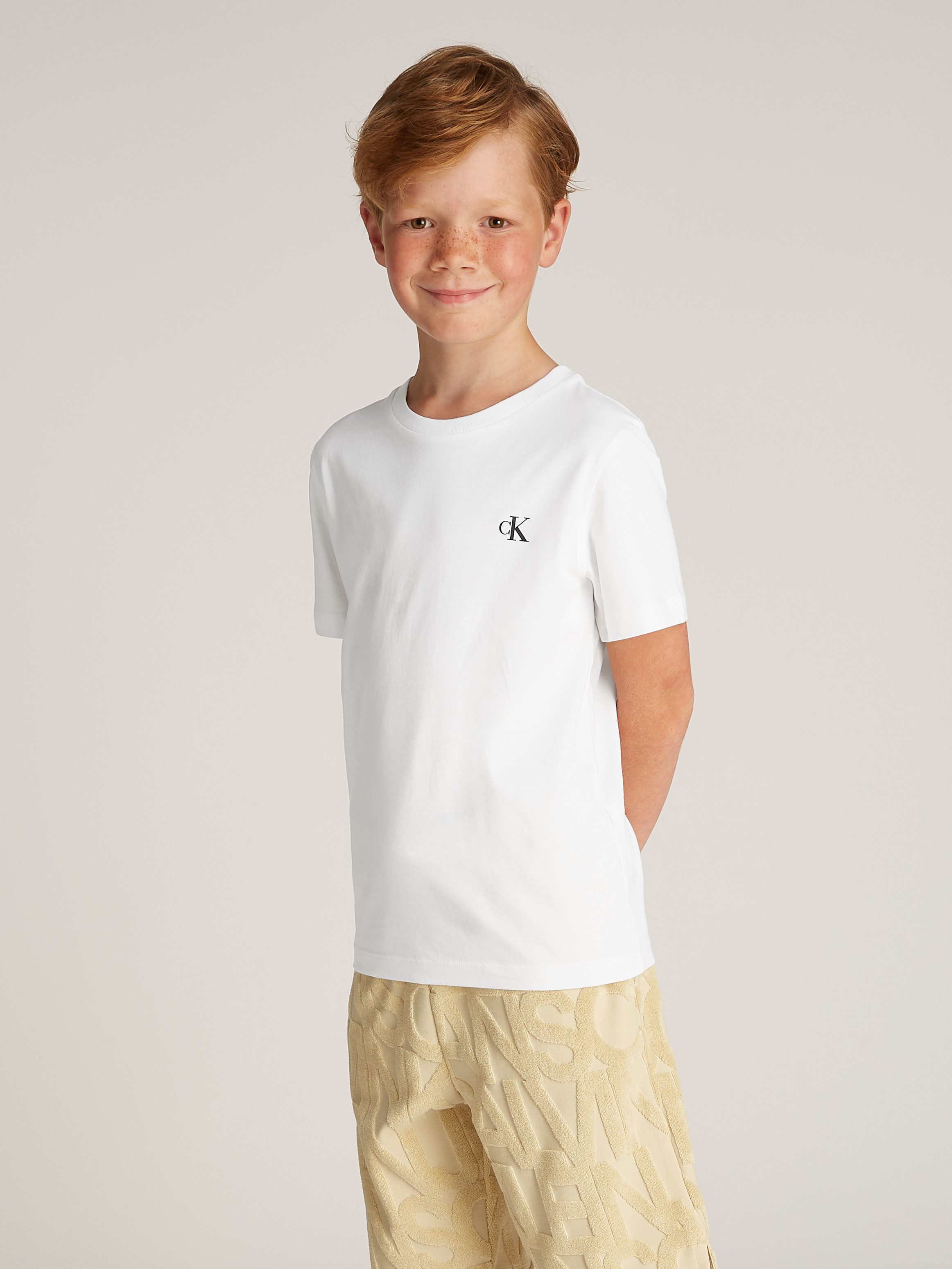 Calvin Klein T-shirt 2-PACK MONOGRAM TOP voor kinderen tot 16 jaar met logo-opdruk (2-delig)