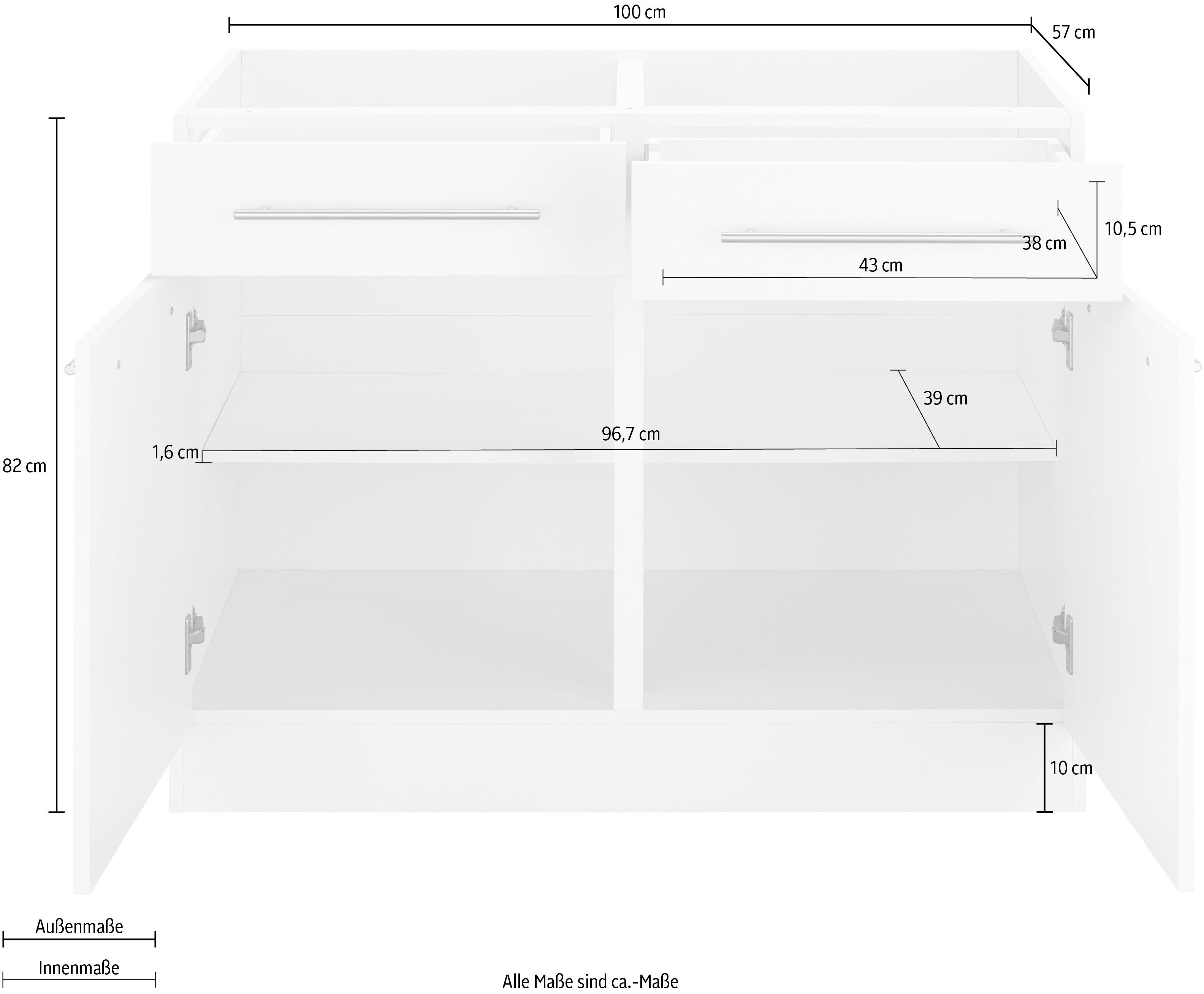 wiho Küchen Onderkast Unna 100 cm breed, zonder werkblad