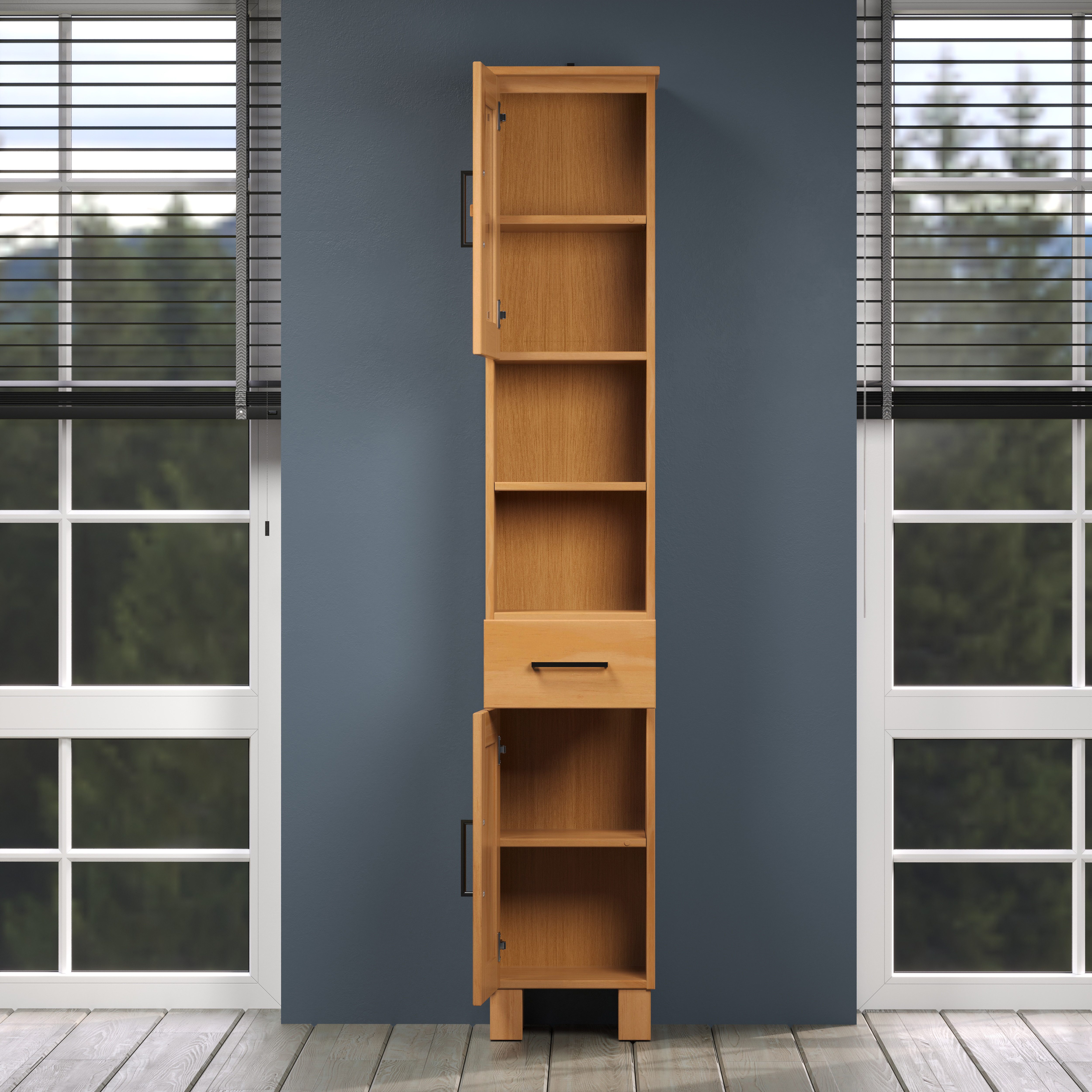 welltime Hoge kast Ulea Badkast van massief hout met lade - afmetingen (B/D/H) 33/30/180 cm (1 stuk)