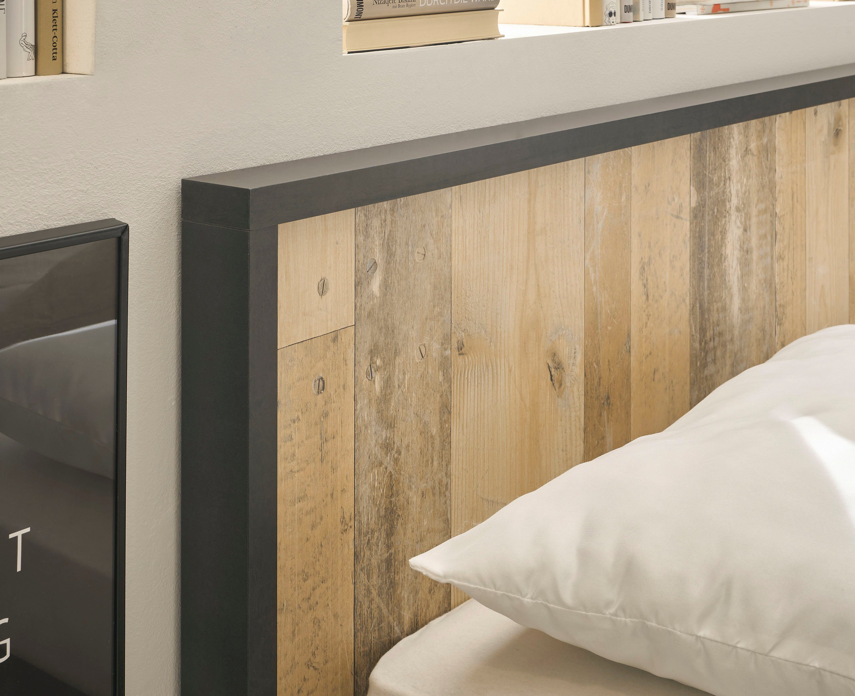 Home affaire Slaapkamerserie Sherwood Ligoppervlak 180 x 200 cm, kast 3-deurs 201 cm breed (4-delig)