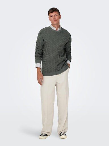 ONLY & SONS Trui met ronde hals ONSKALLE REG 12 STRUC CREW KNIT NOOS