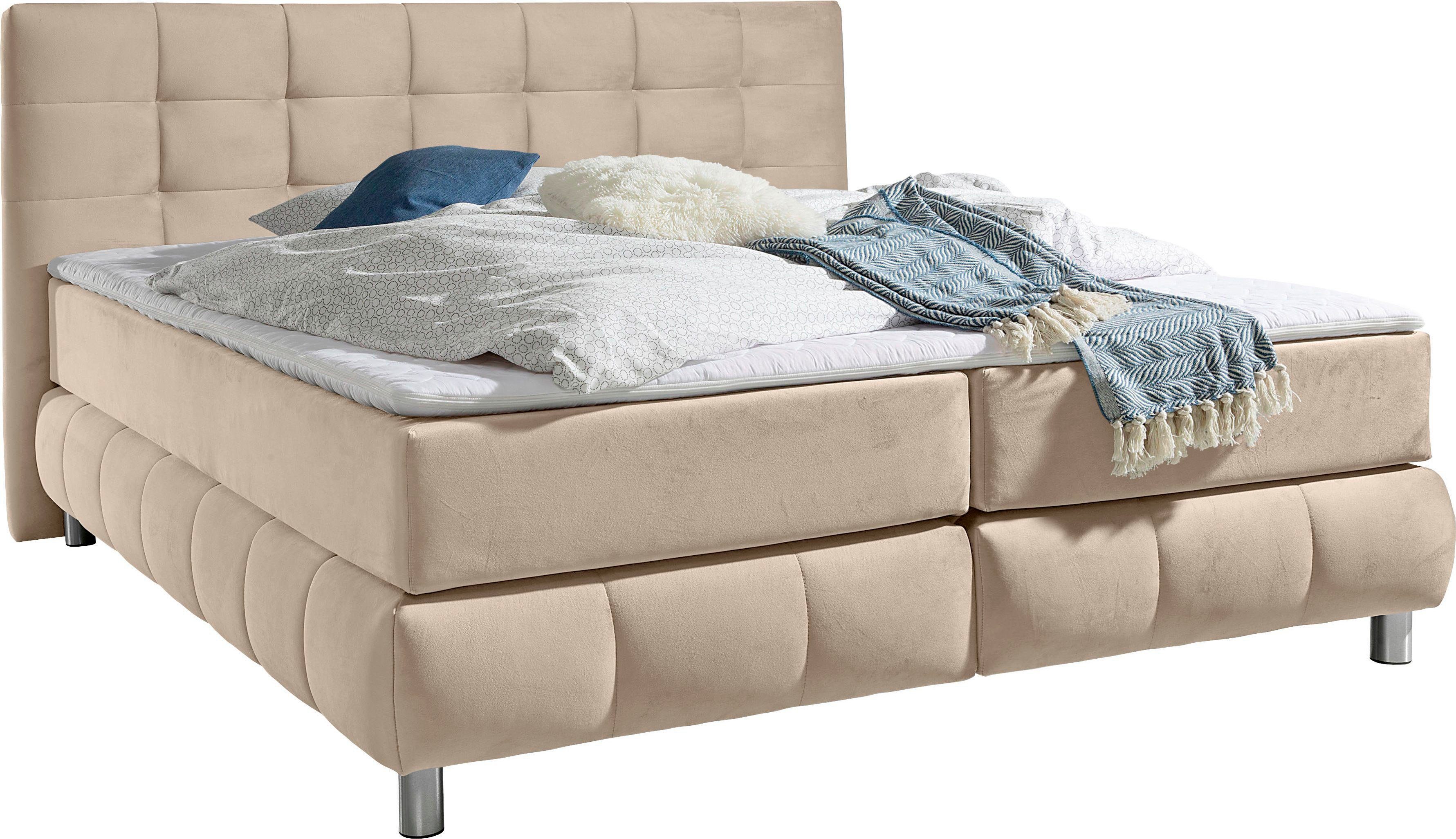 andas Boxspring Salo XXL in fluwelige look of structuurstof, 6 breedten in extra lang 220 cm, 4 hardheden