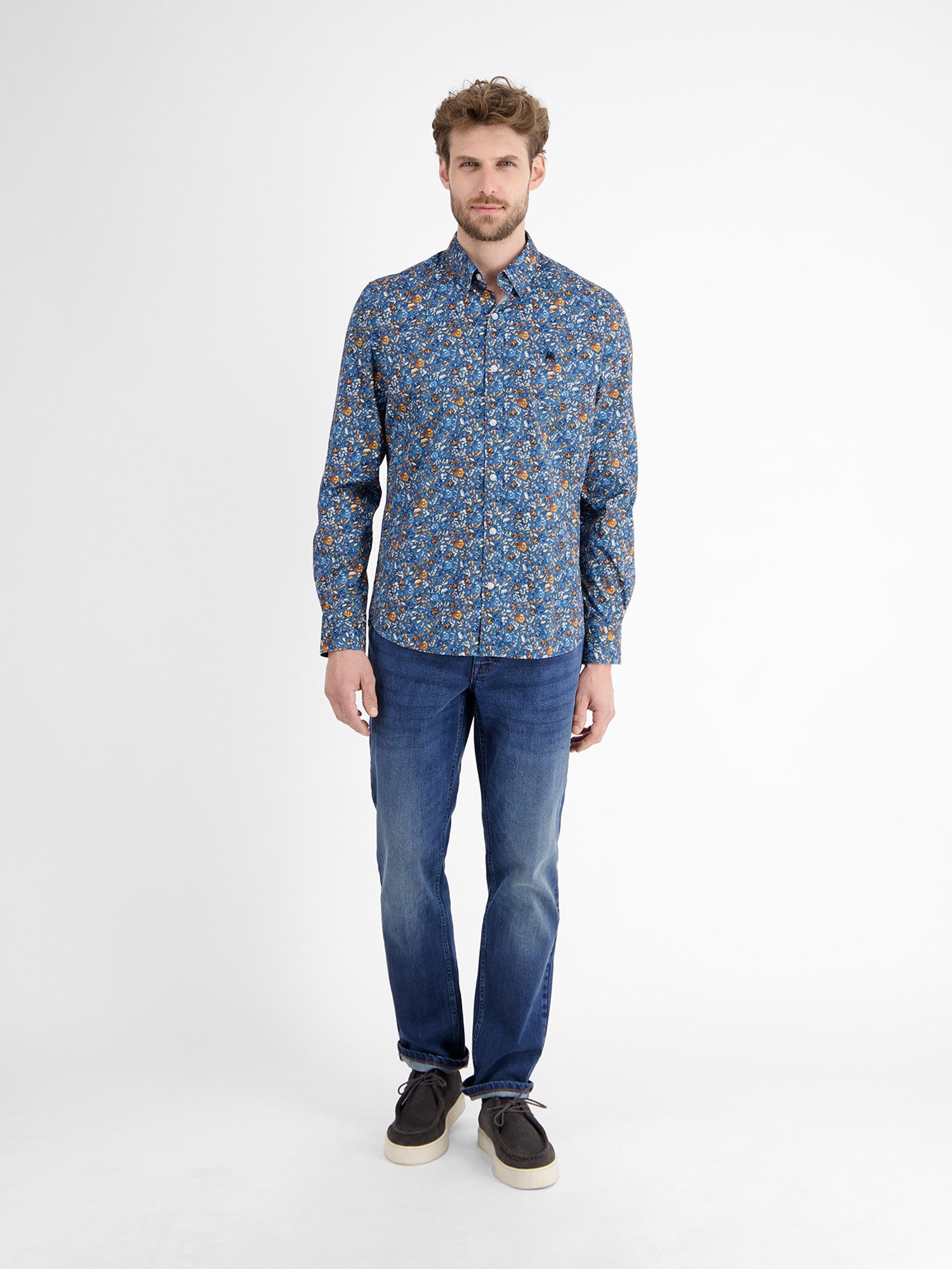 Lerros Overhemd met lange mouwen LERROS Stretch heren overhemd FLOWERS