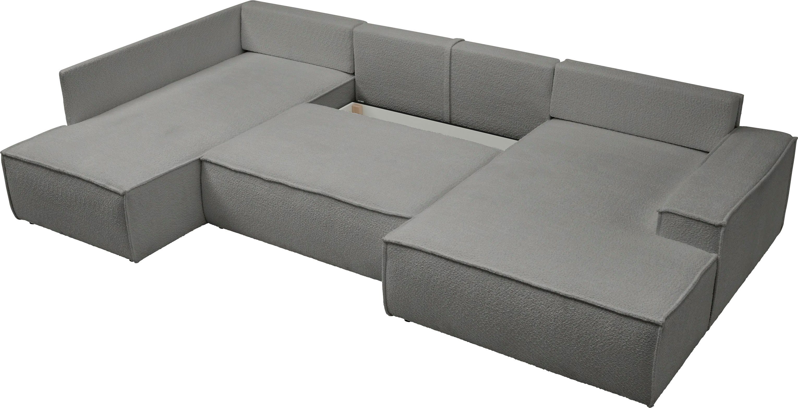 andas Zithoek FINNLEY U-model XXL 329 cm, bedbank, slaapfunctie m. bedkist