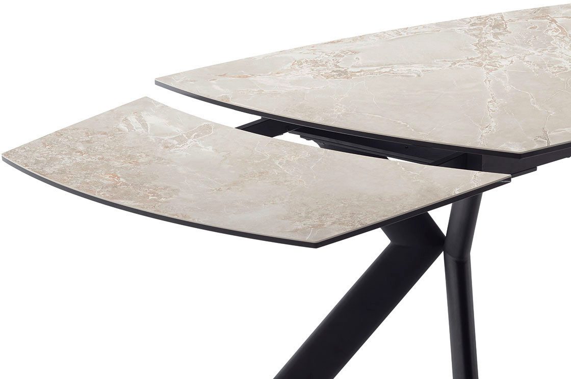 MCA furniture Eettafel OSSANA vierpoot tafel 180-260 cm Keramiek, metaal, eindschuif, uittrekbaar, tafelblad 13 mm, 8-10 personen