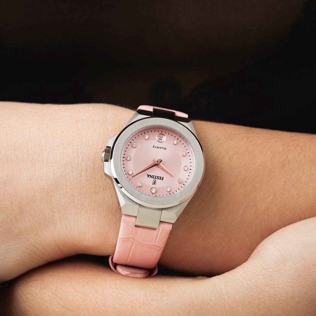 Festina Kwartshorloge Mademoiselle Horloge, dameshorloge, leren band, analoog, dag, zirkonia (synth.)