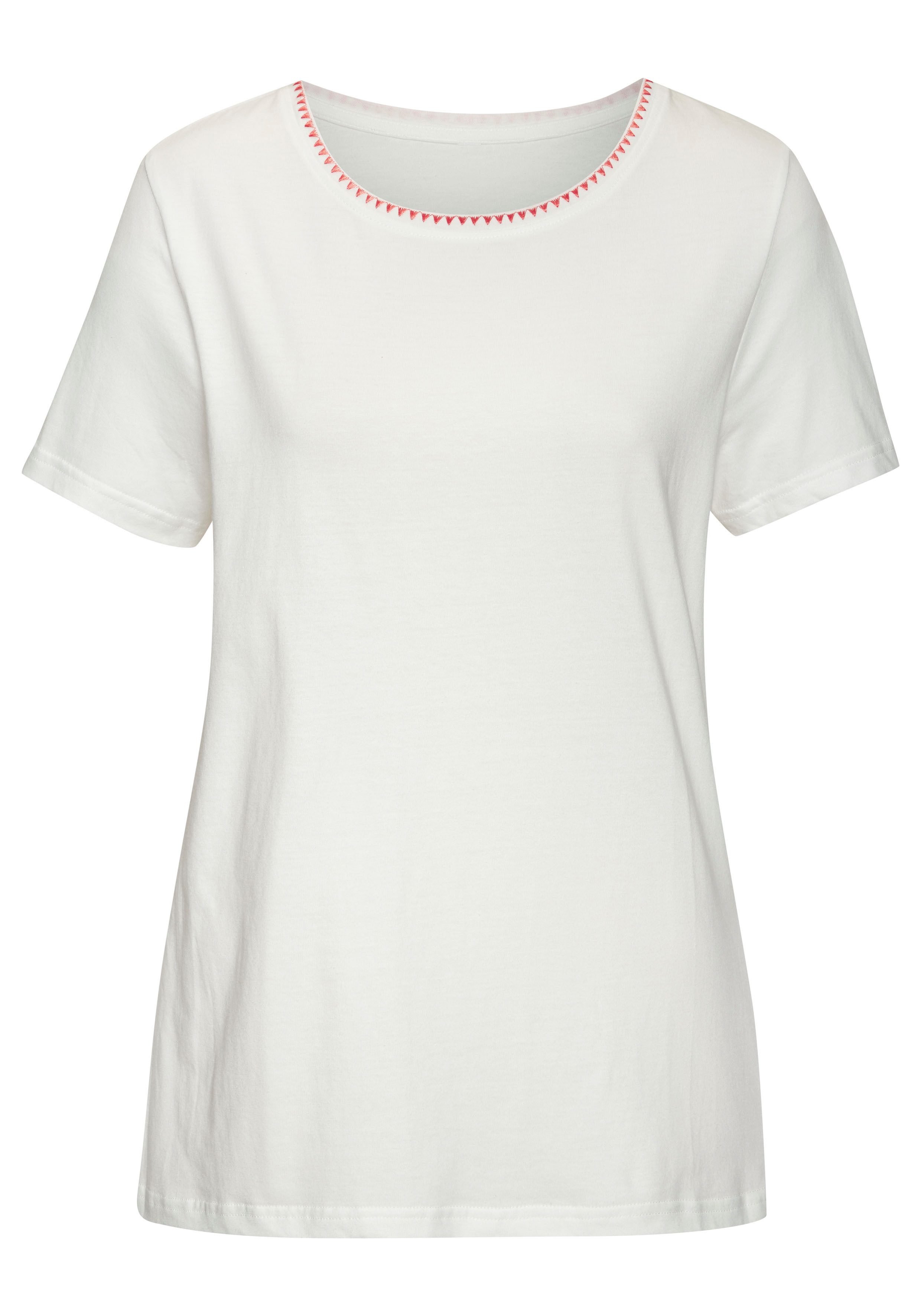 Vivance T-shirt Met modieuze contrastborduursel (Set van 2)