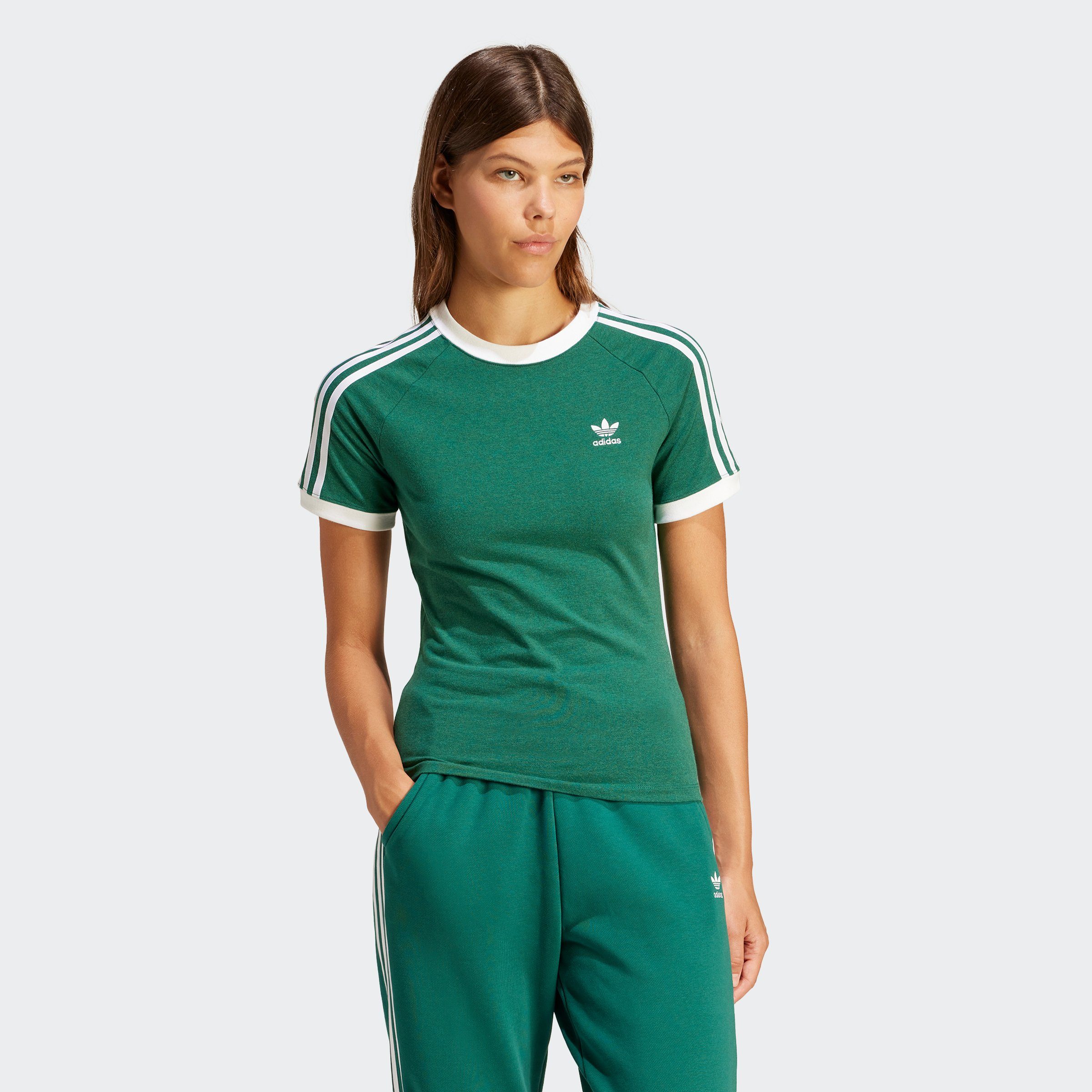 Adidas Originals 3-Stripes Slim T-Shirt Green- Dames Green