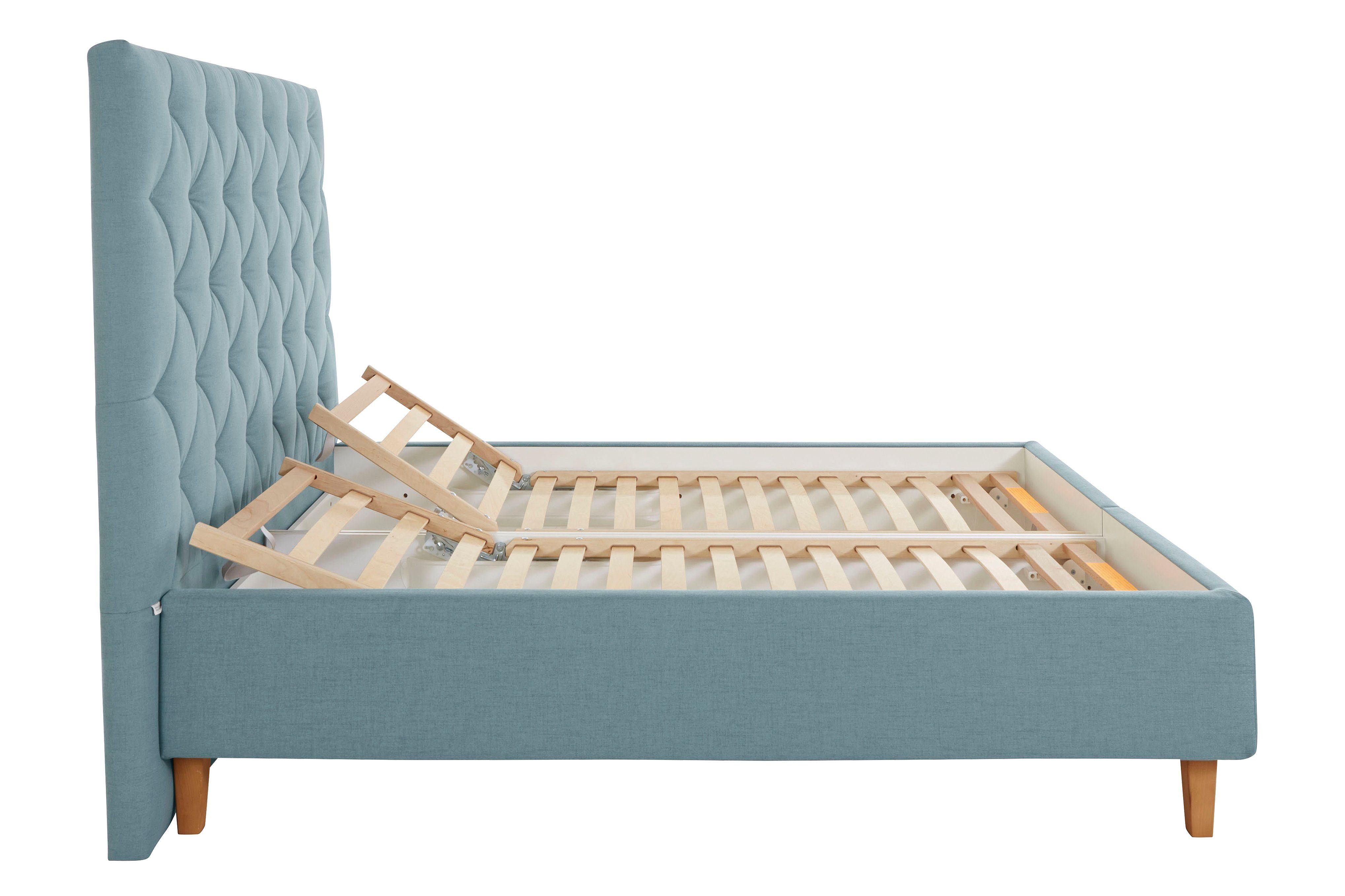 Guido Maria Kretschmer Home&Living Gestoffeerd bed Sunley 140 Kruisstiksel, hoofdbordhoogte 142 cm, zonder of met matras/lattenbodem