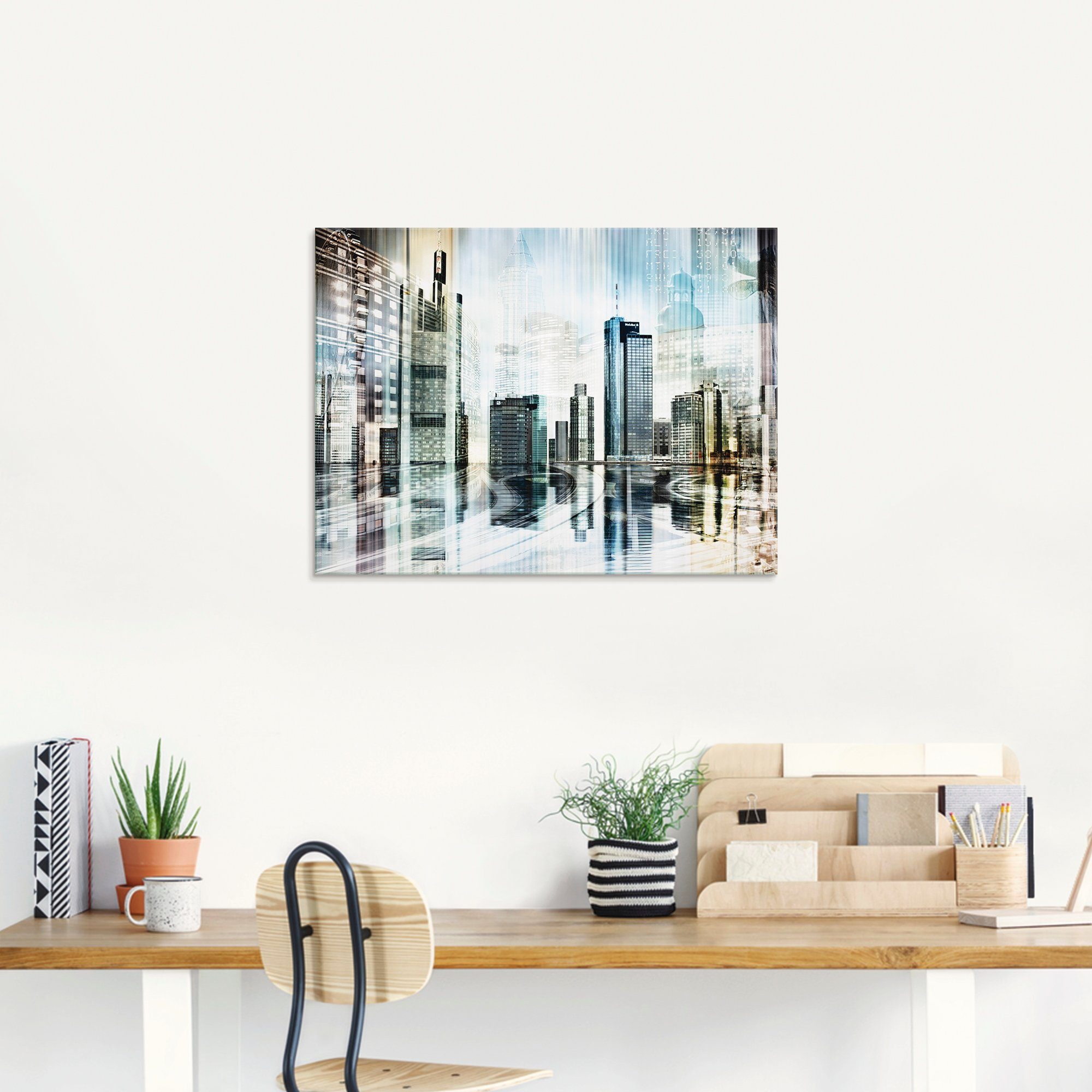 Artland Print op glas Frankfurt skyline abstracte collage