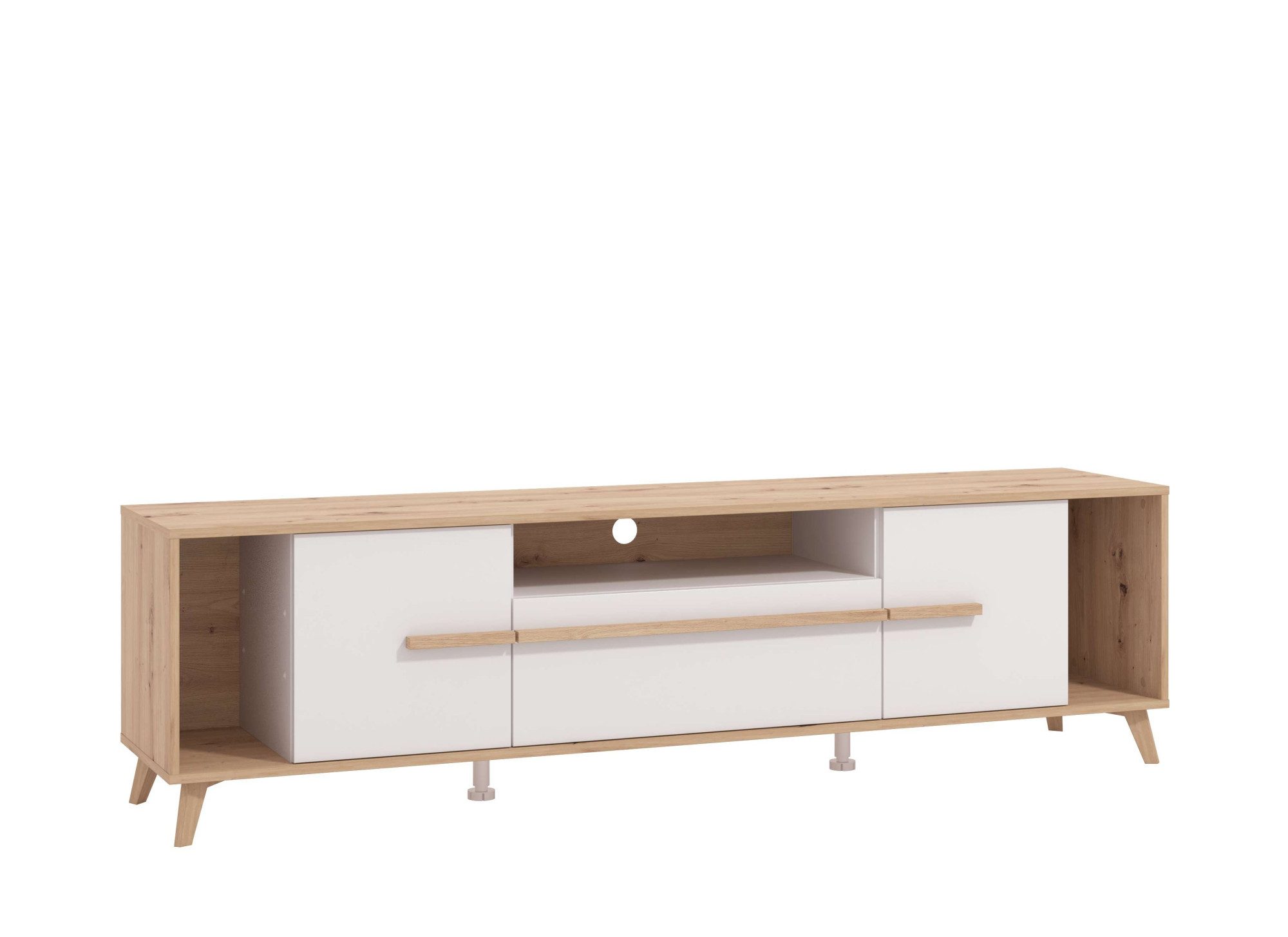 INOSIGN Tv-meubel Orleans, TV-Lowboard, TV-kast, TV-standaard, Breedte 190 cm Kast, Opaque Wit/Artisan Eiken Decor, modern en elegant ontwerp