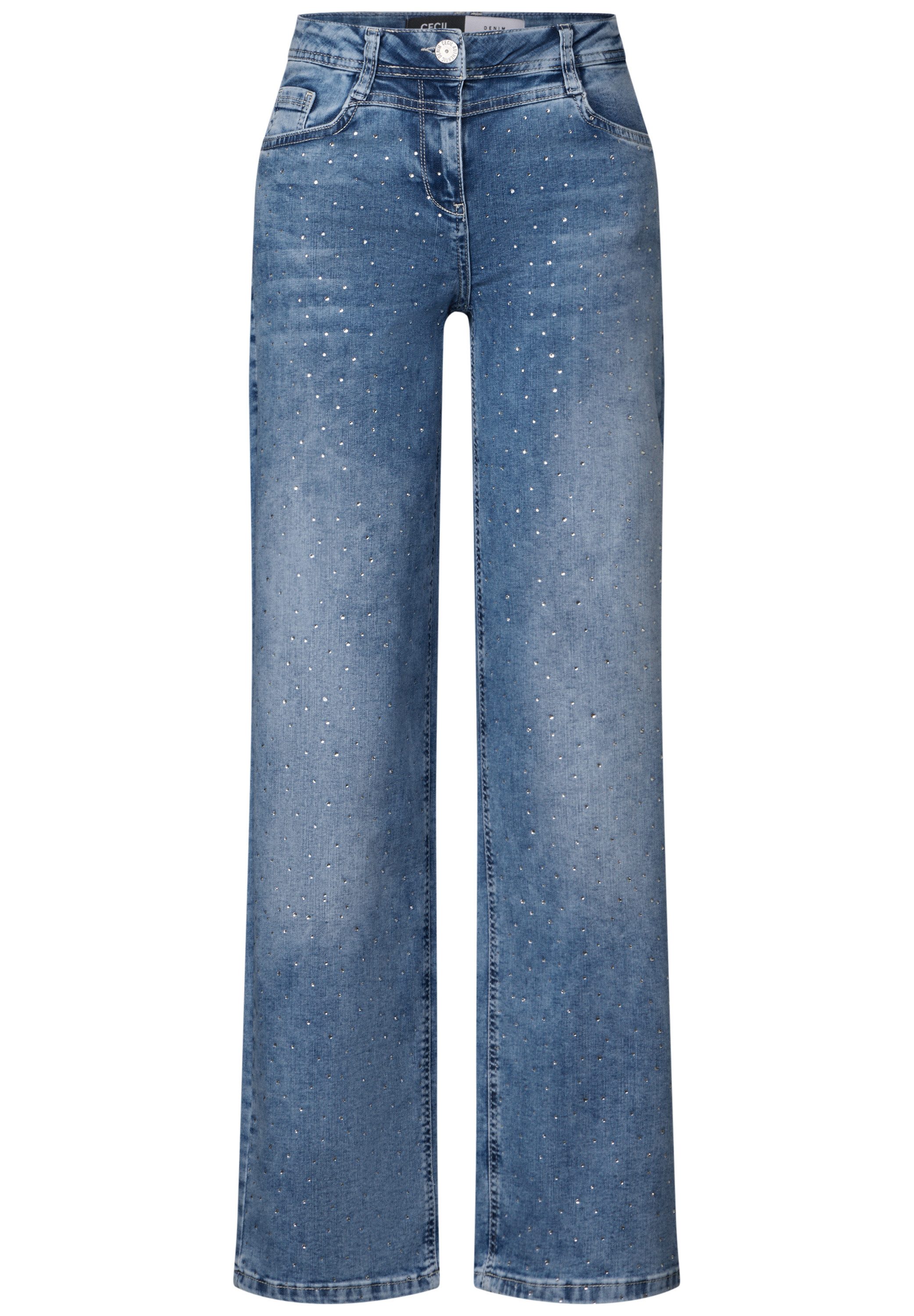 Cecil Wijde jeans Style Neele met siersteentjes