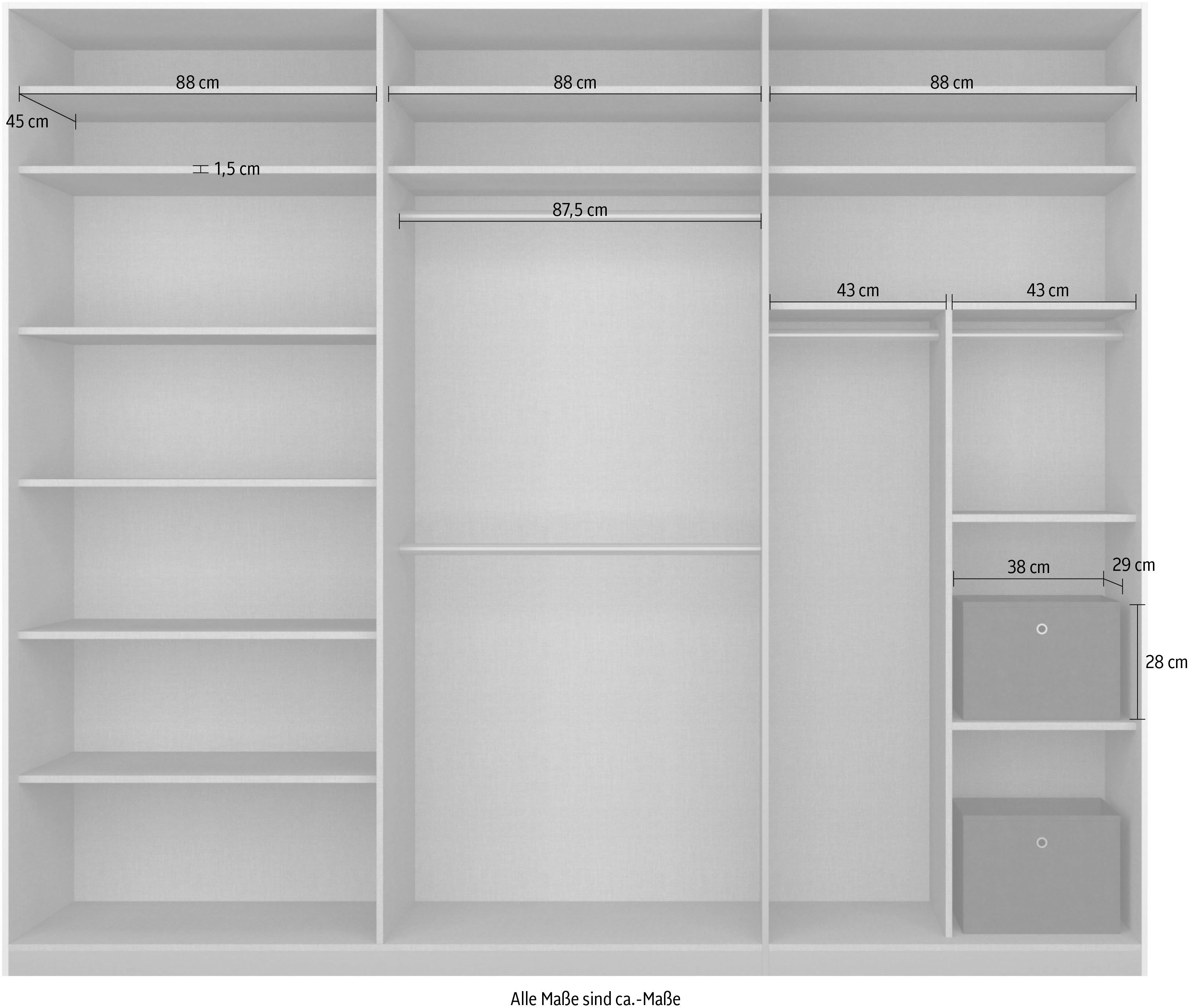 rauch Schuifdeurkast Kledingkast Garderobe CORTONA inclusief interieurindeling,