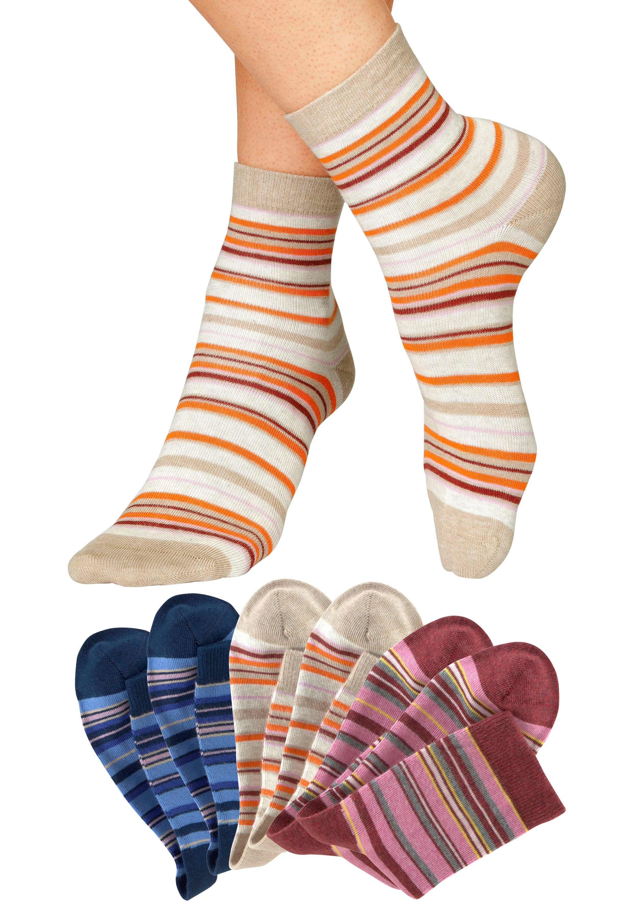 H.I.S Sokken met horizontale strepen (set, 6 paar)