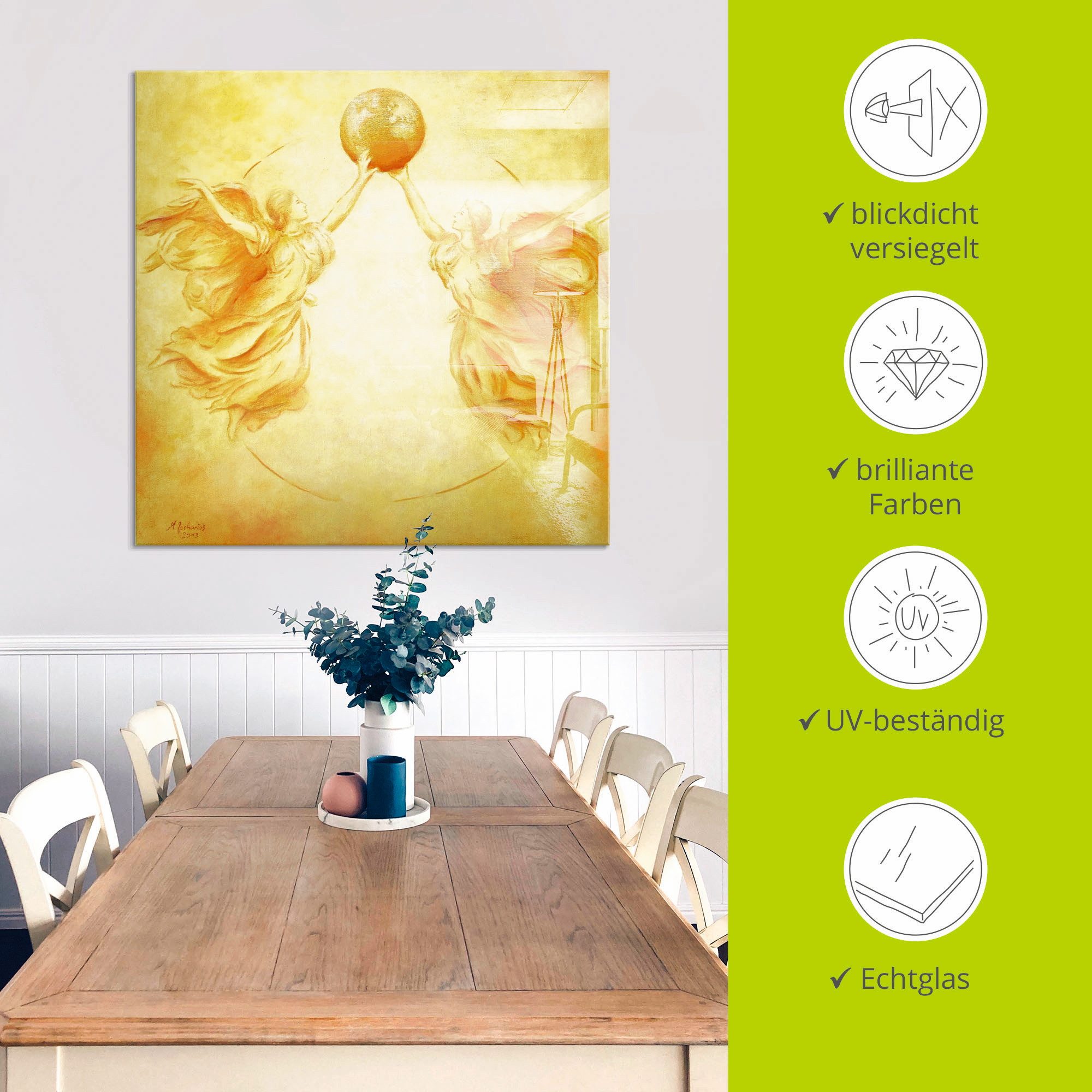 Artland Print op glas Beschermengel van de aarde
