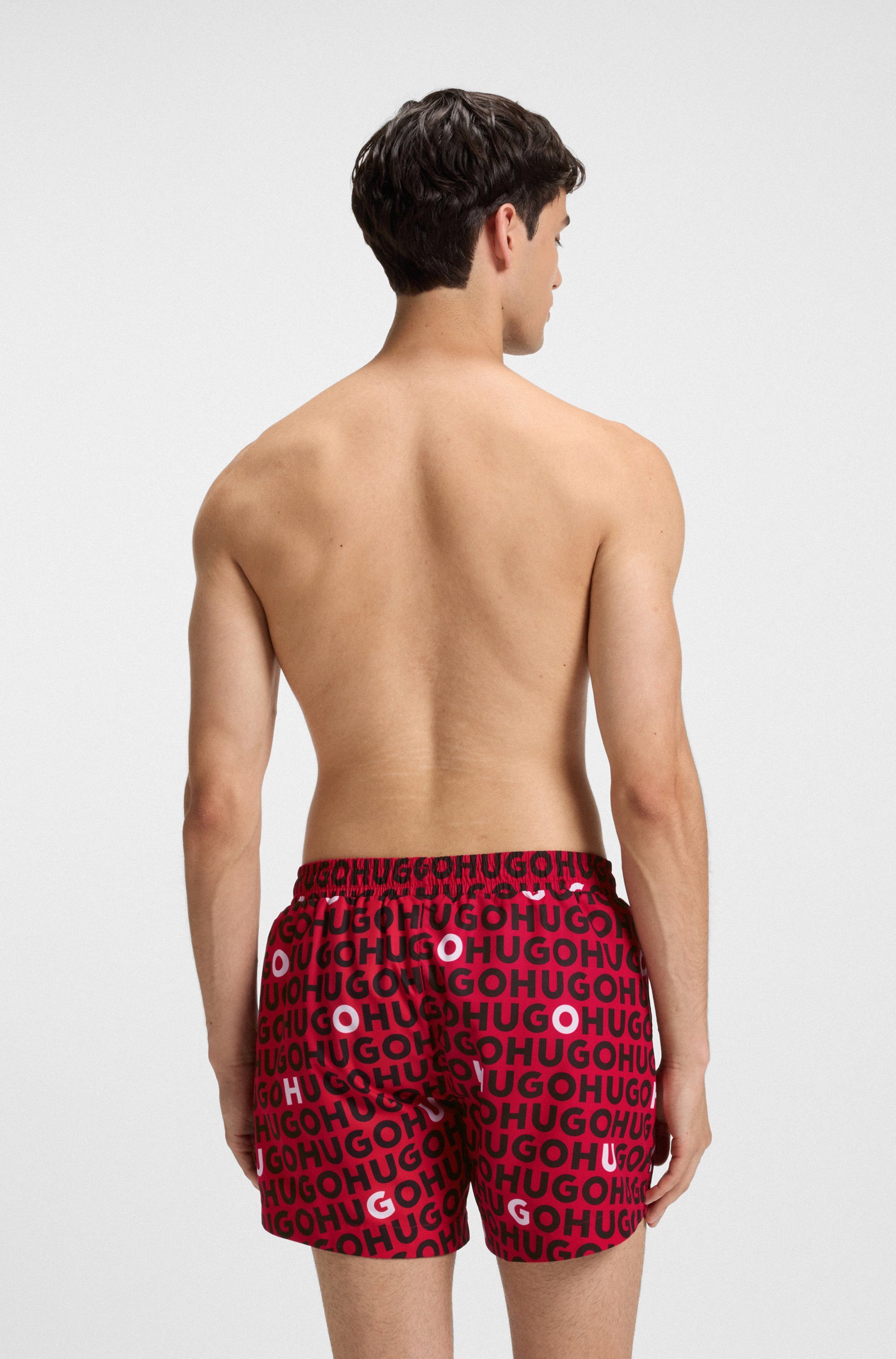 HUGO underwear Zwembroek Tortuga met allover logo-tekst