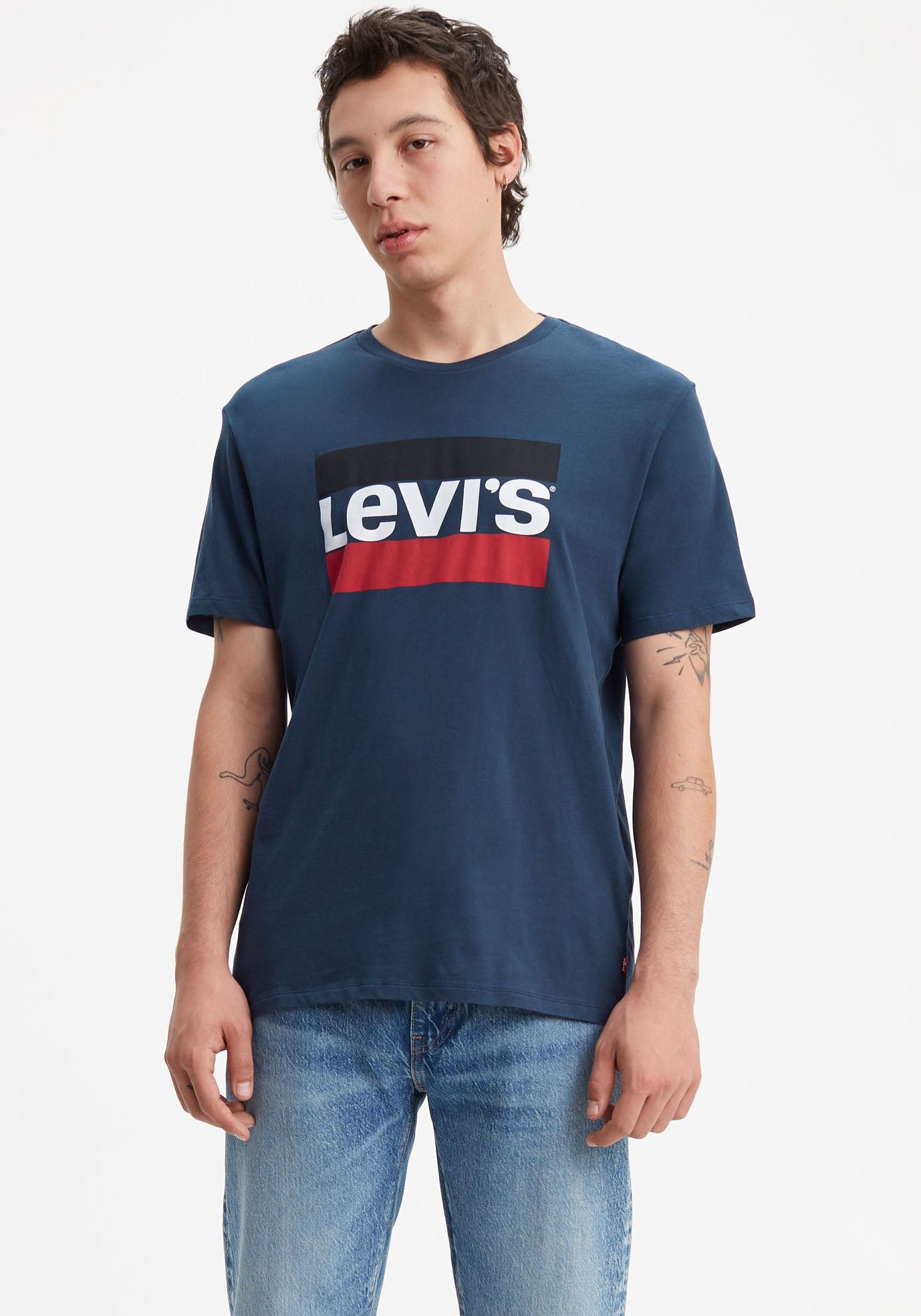 Levi's T-shirt met grote logoprint heren t-shirts maat S blauw