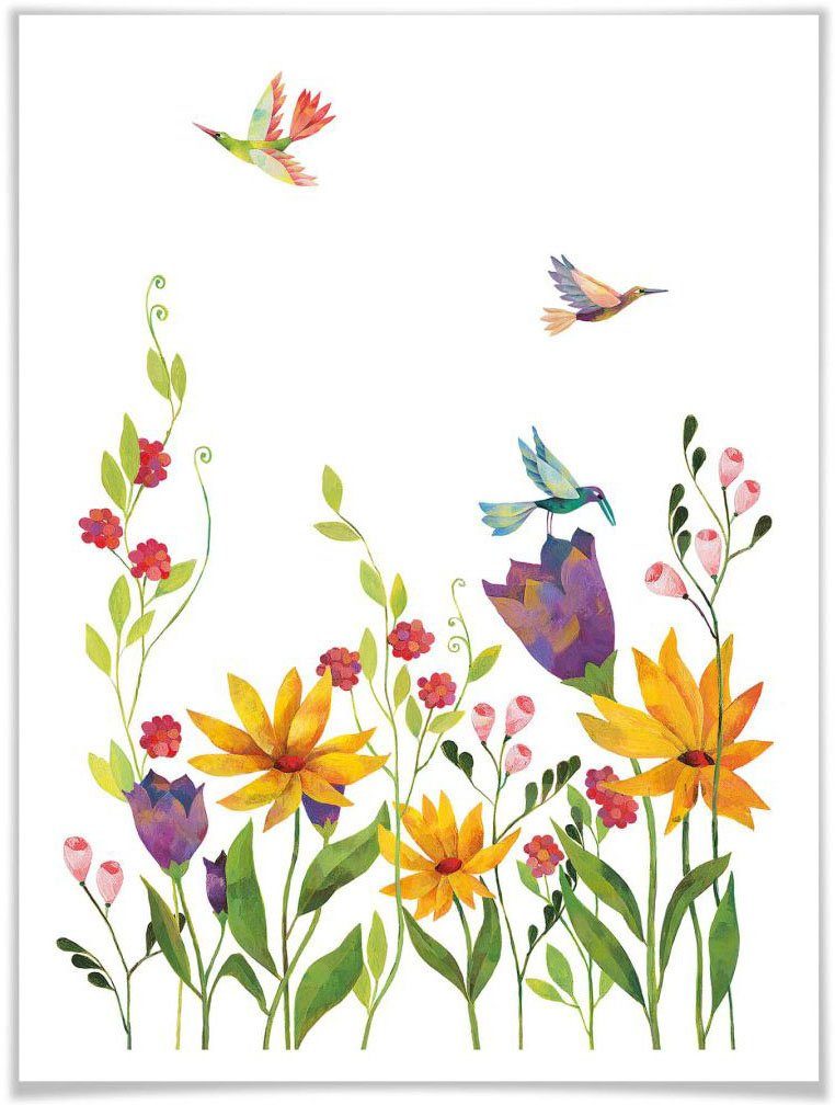 wall-art poster blanz bloemen bloemenpozie in bloemmotief (1 stuk) multicolor