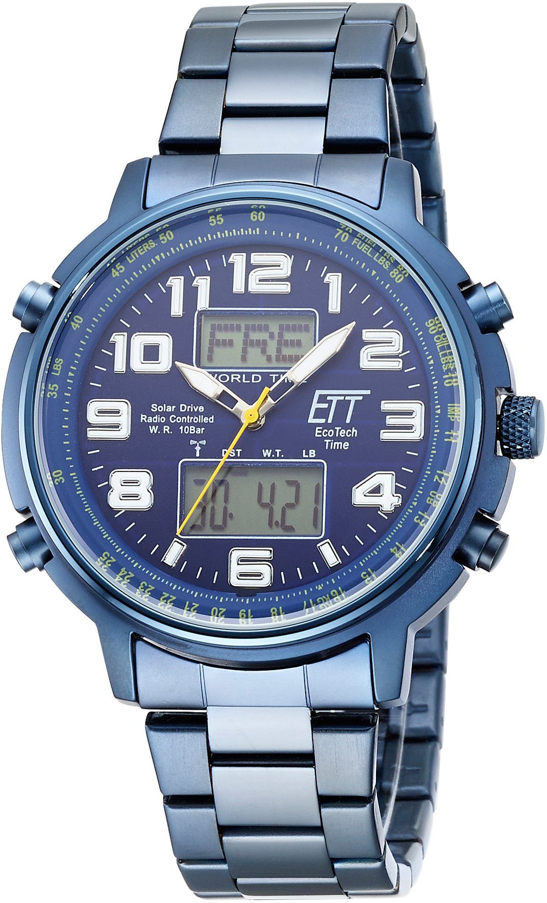 ETT Radiografische chronograaf Hunter Polshorloge, heren, solar, analoog, digitaal, stopwatchfunctie heren horloges blauw