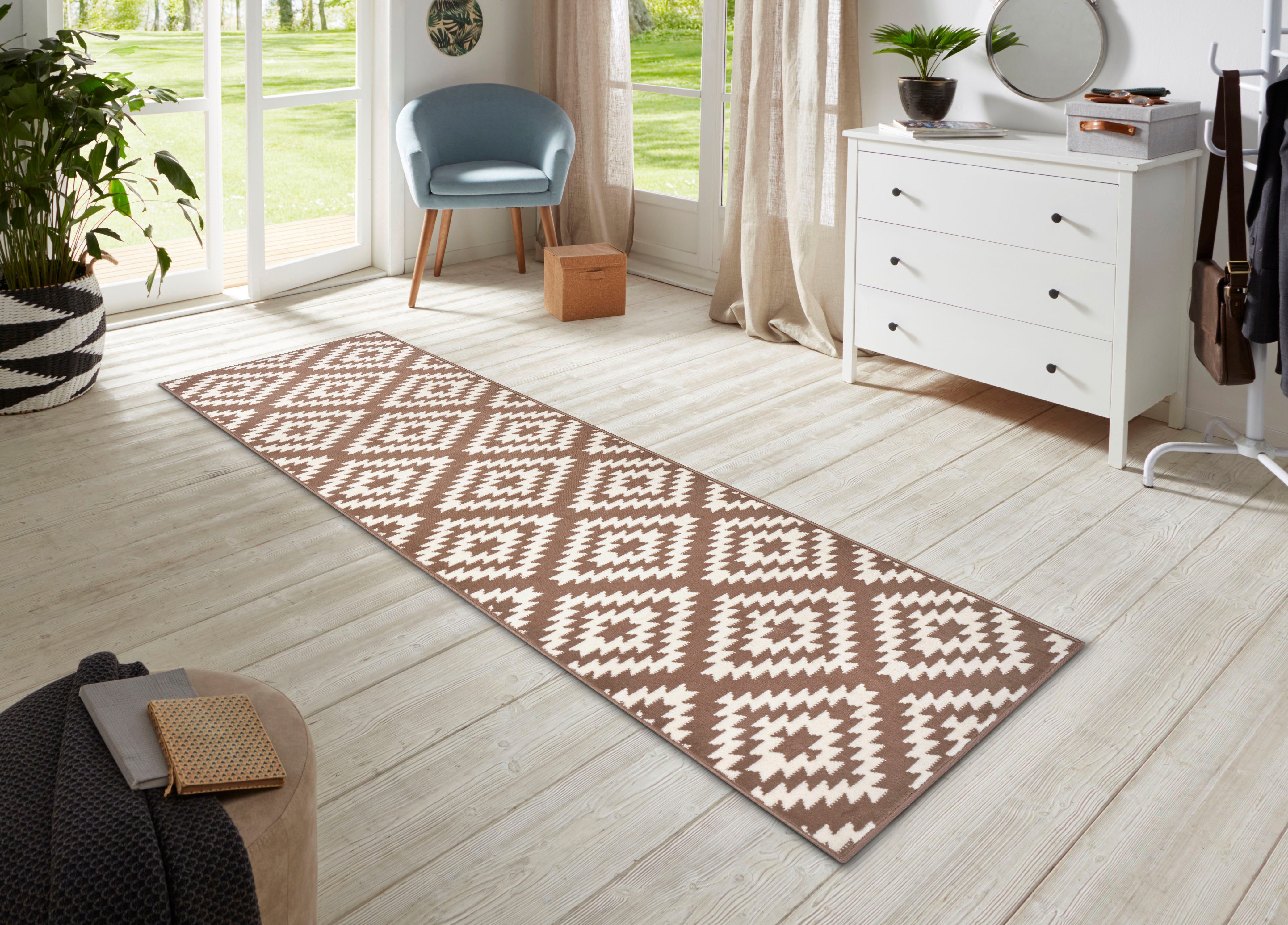 HANSE Home Loper Nordic Korte pool, ruit, vloerkleed, zacht, eetkamer, kinderkamer, hal, modern