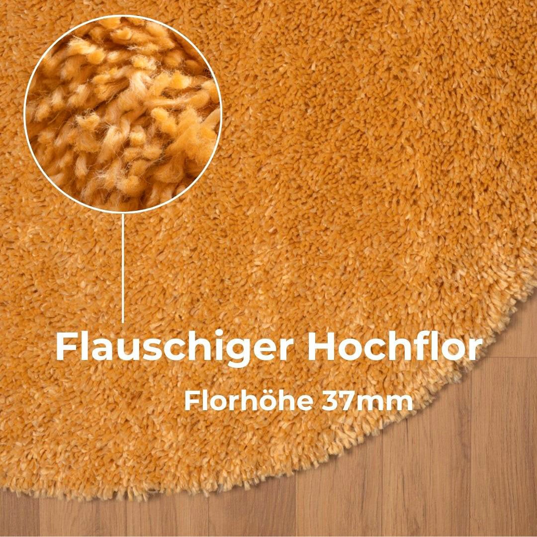 my home Hoogpolig vloerkleed Banji Uni-kleuren, zacht en fluffy, ook als rechthoekig verkrijgbaar