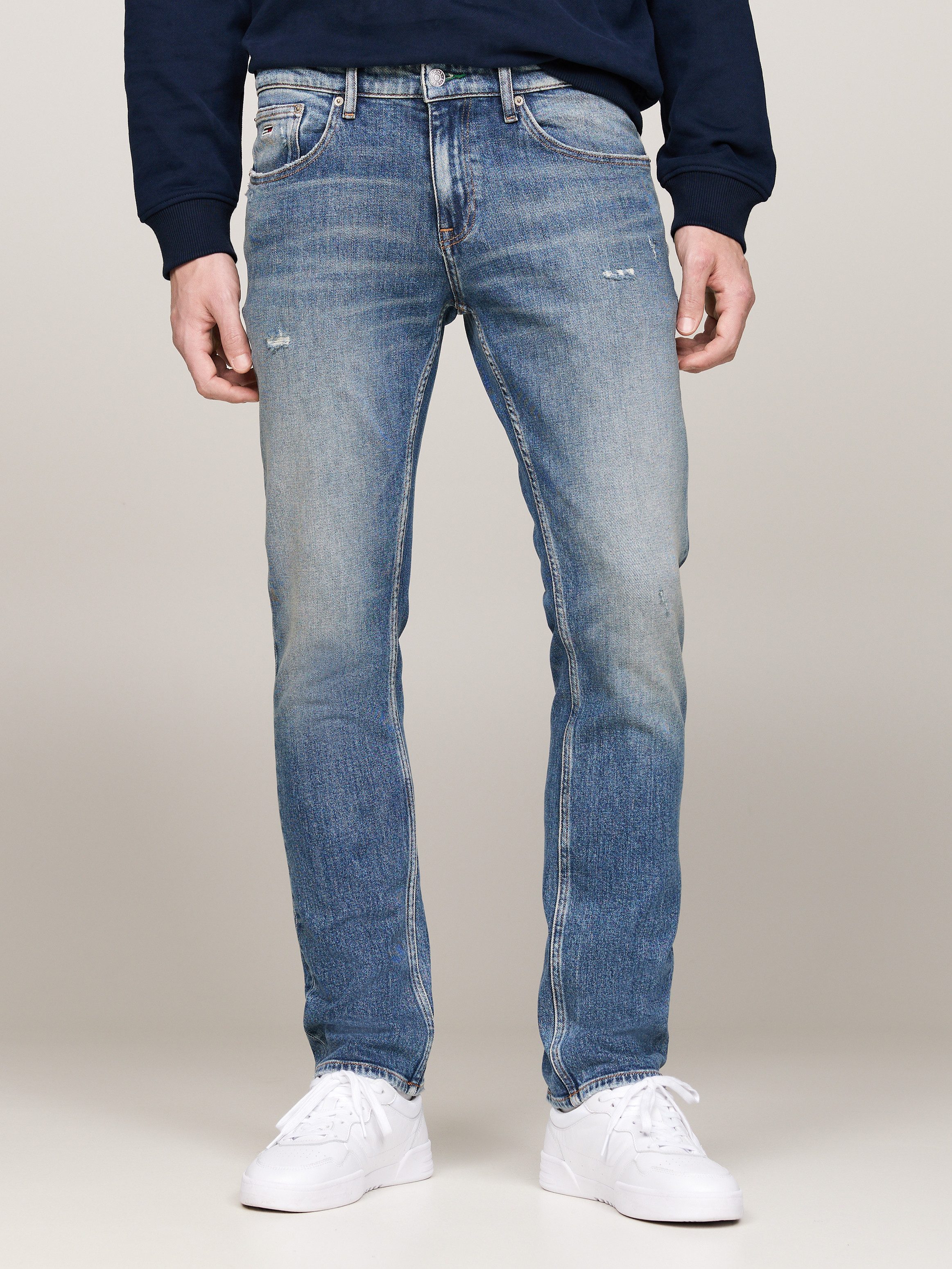 TOMMY JEANS Slim fit jeans Scanton Slim Denim Destroyed-effect, verschillende wassingen heren slim fit jeans maat 36 blauw