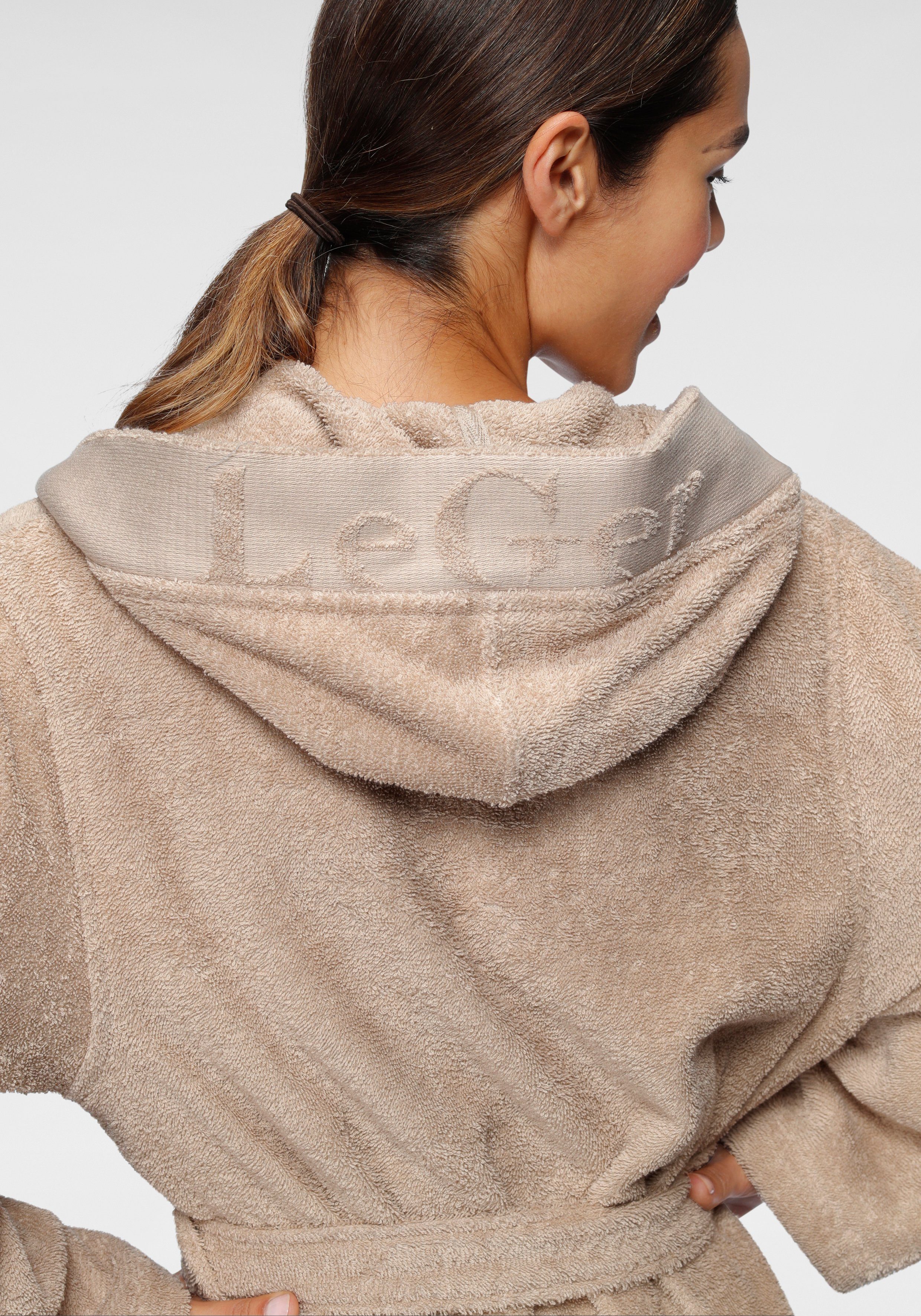 LeGer Home by Lena Gercke Damesbadjas Anisa Badjas met frotté logo op de capuchon, XS-2XL (1 stuk)