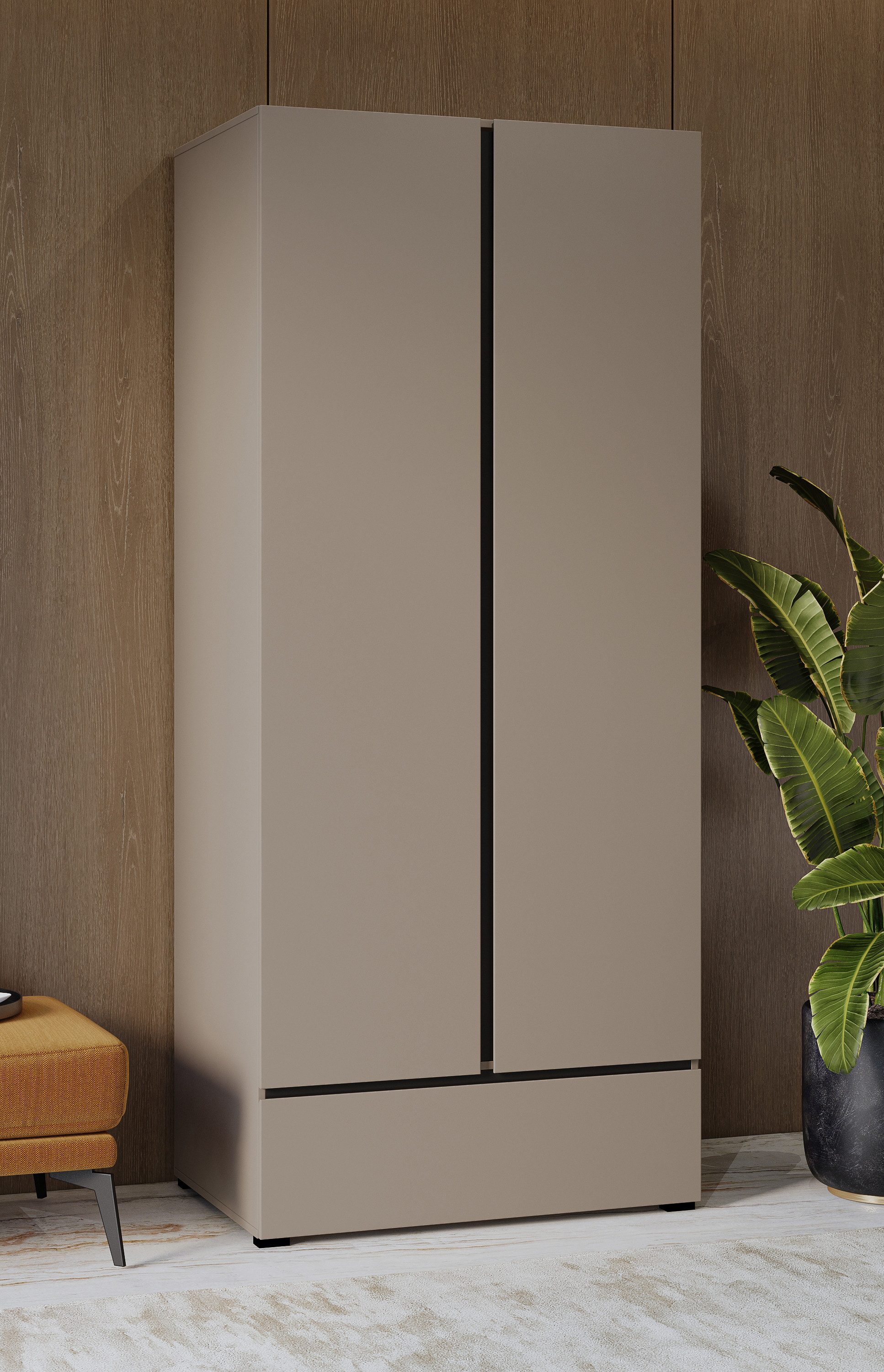 INOSIGN Draaideurkast Cross, moderne greeploze kledingkast Lingeriekast met lade, garderobe, deuren