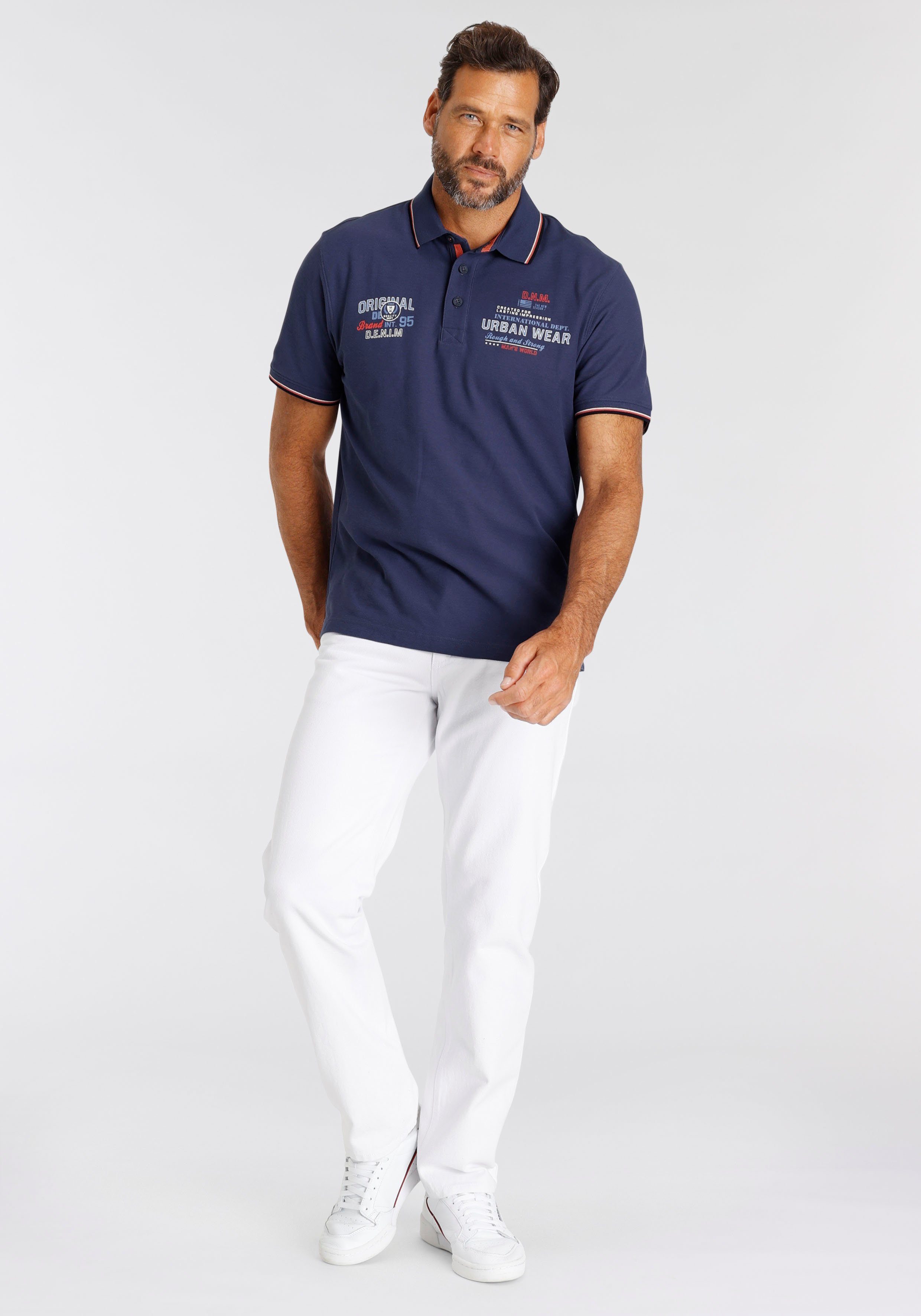 Man's World Poloshirt Korte mouwen, met coole print, polokraag, van piqué-stof