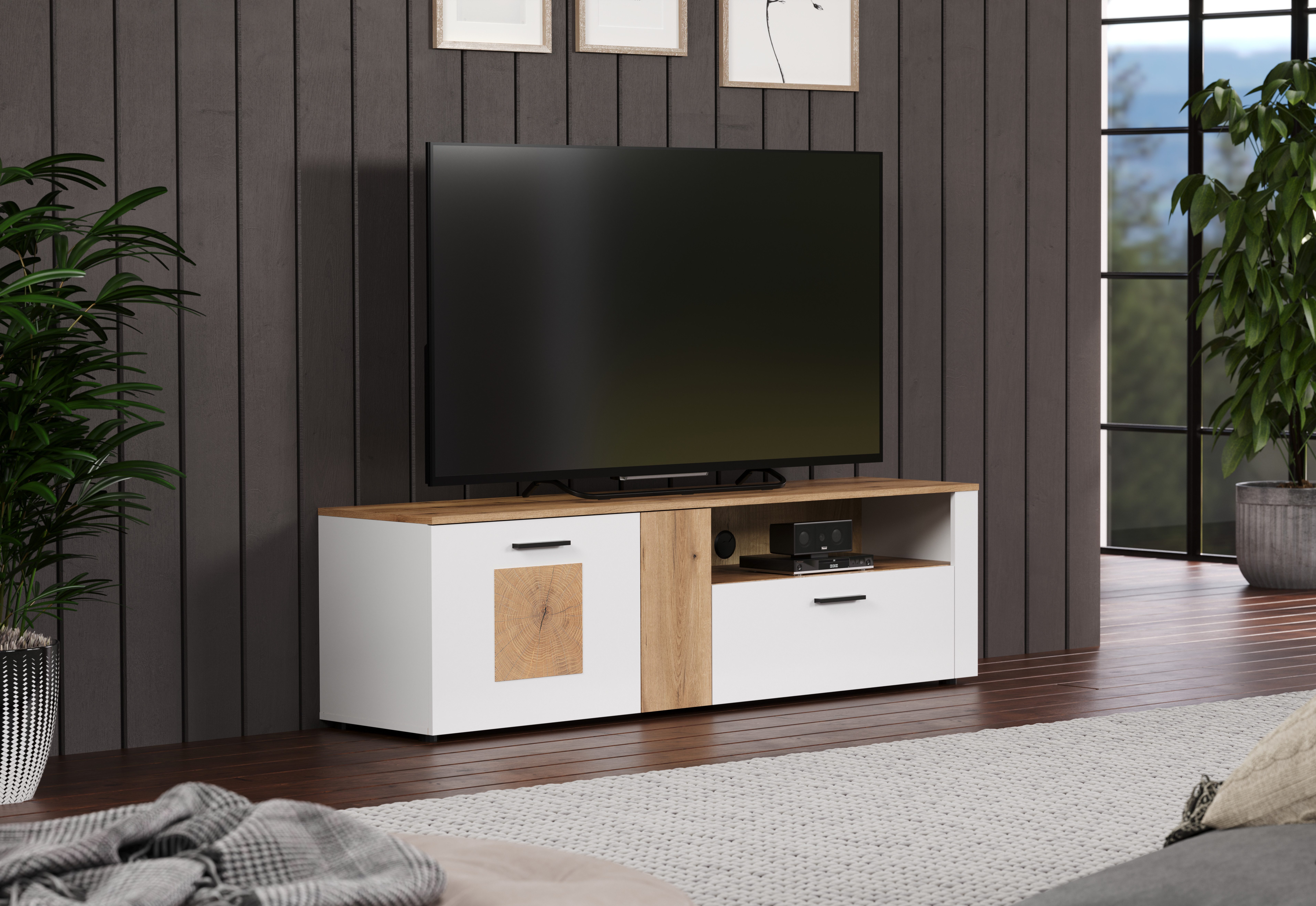 INOSIGN Tv-meubel Linz TV-kast, TV-rek TV-lowboard met eindhoutapplicaties - B/D/H: 170/42/50 cm (1 stuk)