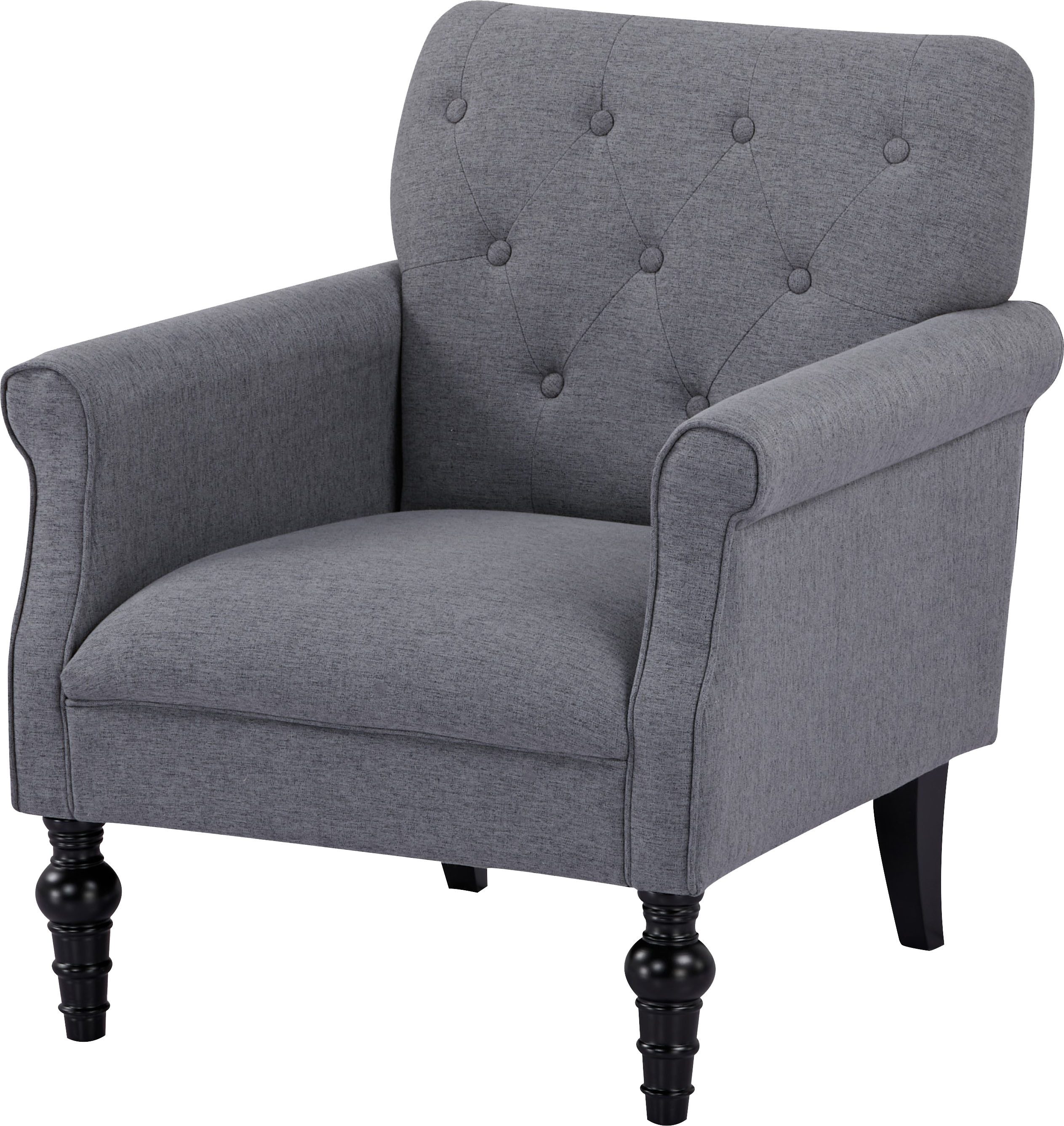 Home affaire Fauteuil RANNA, fauteuil woonkamer in Chesterfield-look fauteuils maat Geweven stof grijs